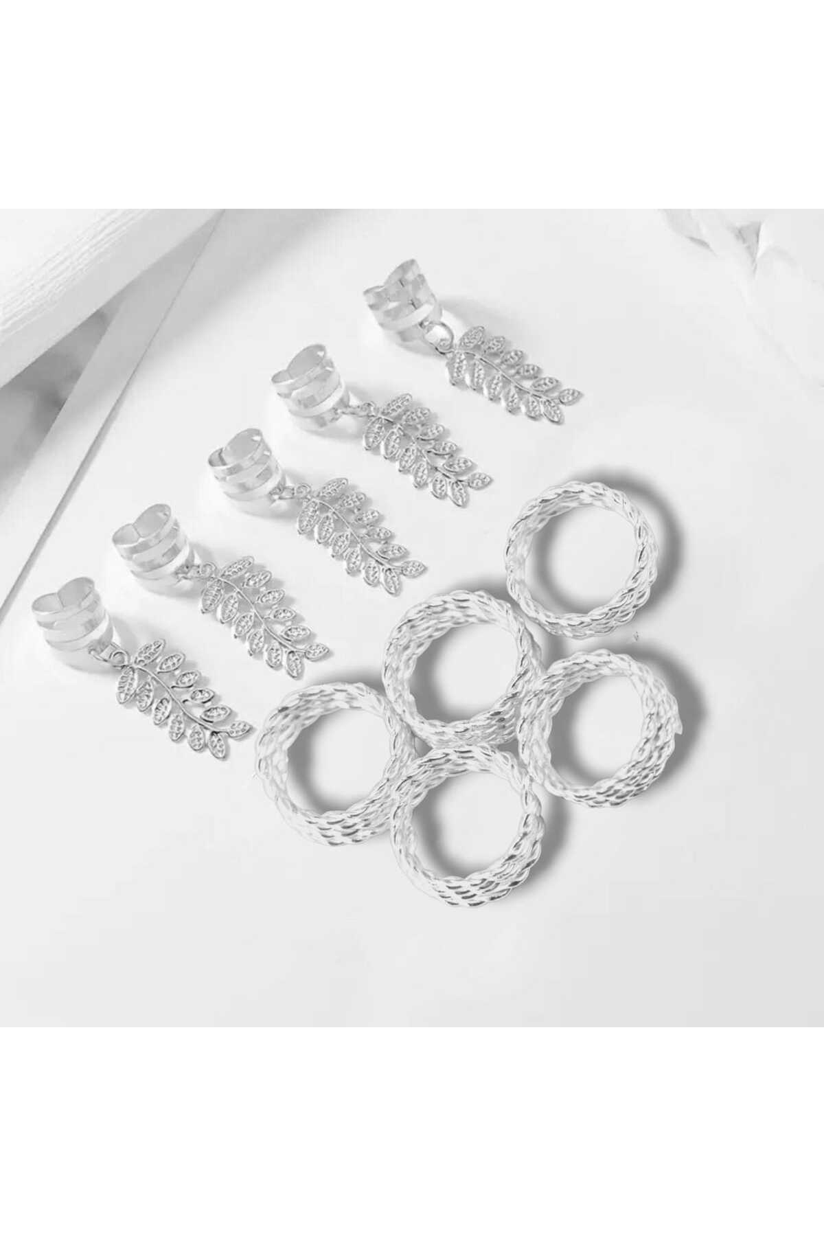 Bohem Saç Halkası-Saç Küpesi Spiral + Yaptak Model 10 'lu Hair Charms (BC-1223 )