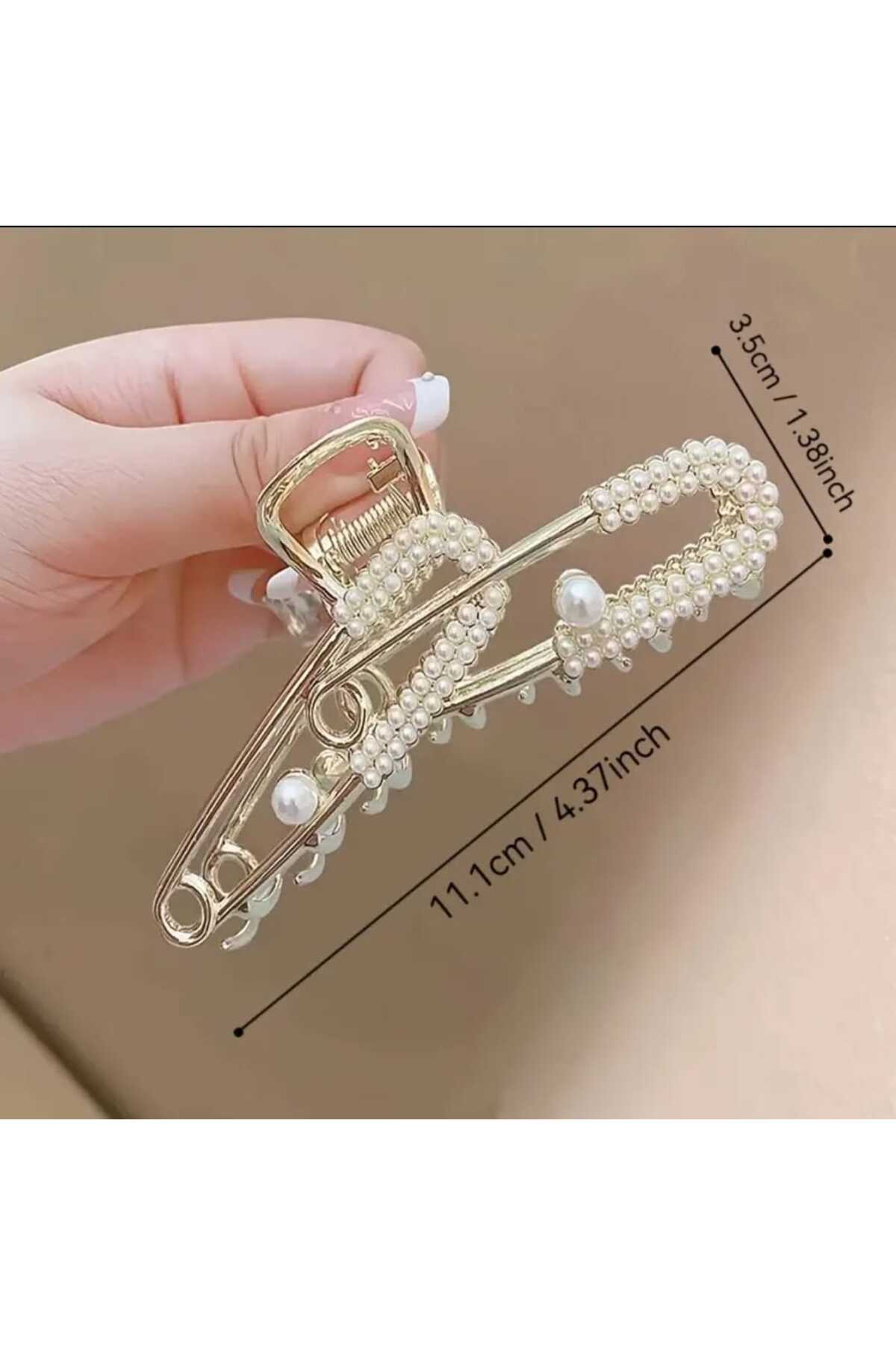 İNCİLİ KİLİTLİ İĞNE TASARIM METAL MANDAL TOKA ( BC-1134 )