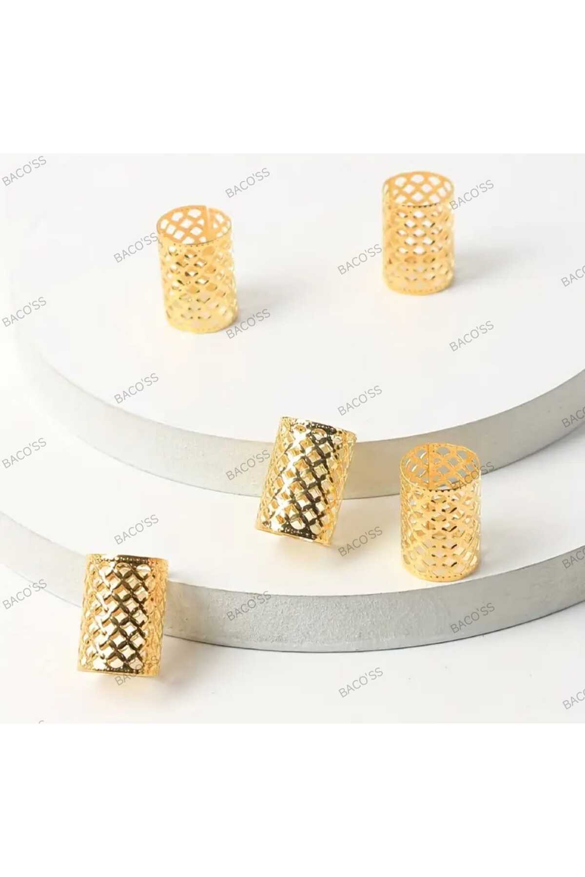 Bohem Saç Halkası-Saç Küpesi Seti Silindir Model 5 'li Hair Charms (BC-1221 )