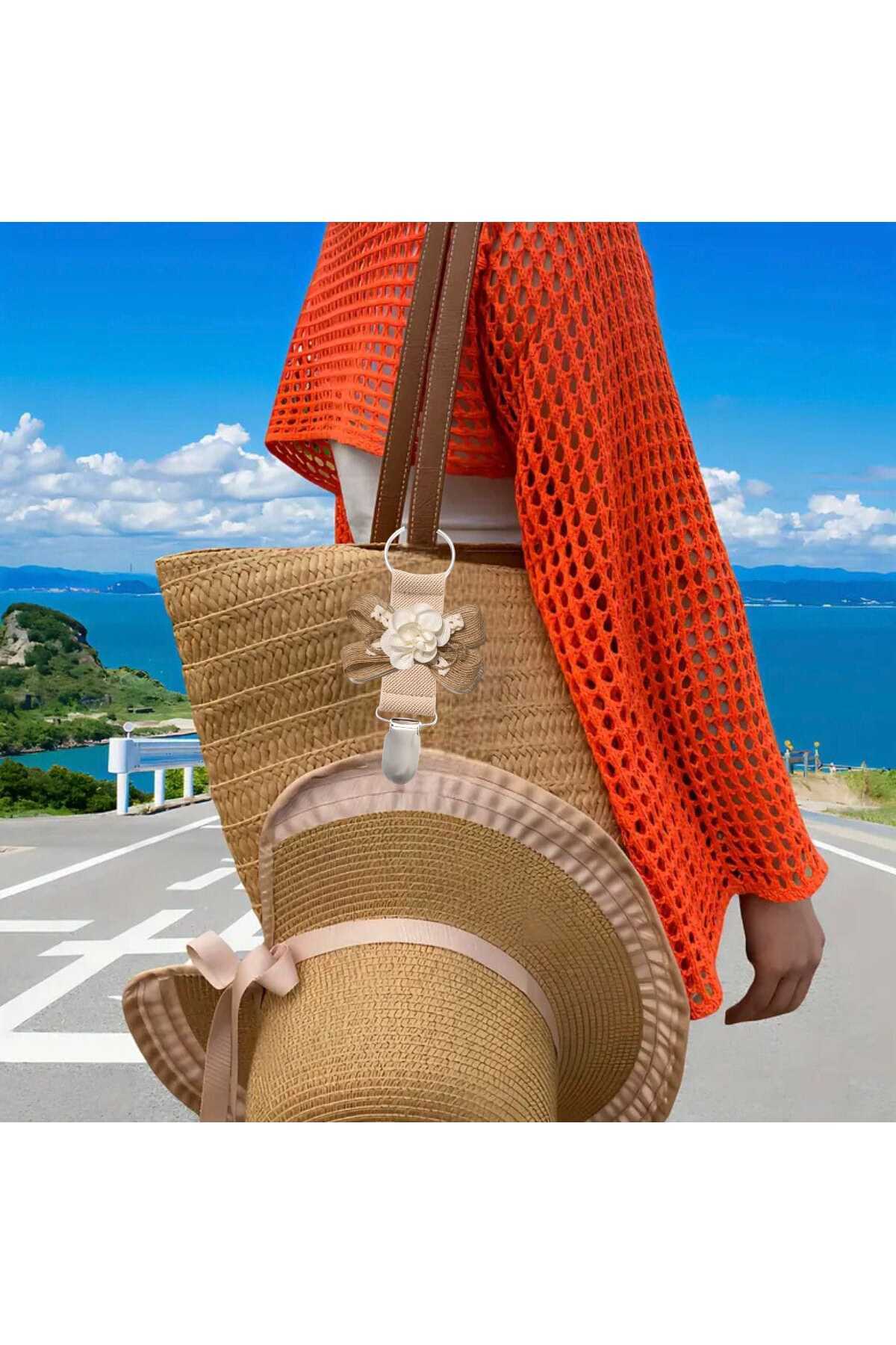 Çanta Tokası Şapka Klipsi Fiyonklu Çiçek Tasarım Mdl 5 (BC-1189)