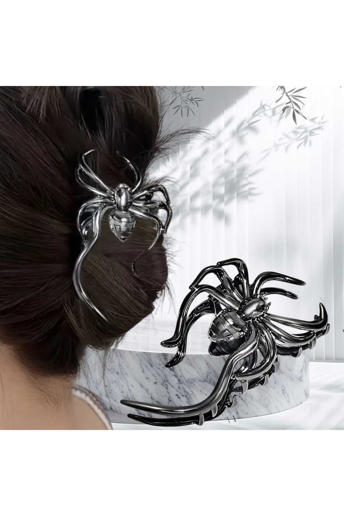 HALLOWEEN ÖRÜMCEK TASARIM -GOTİK METAL MANDAL TOKA CADILAR BAYRAMI ( BC-1015 )