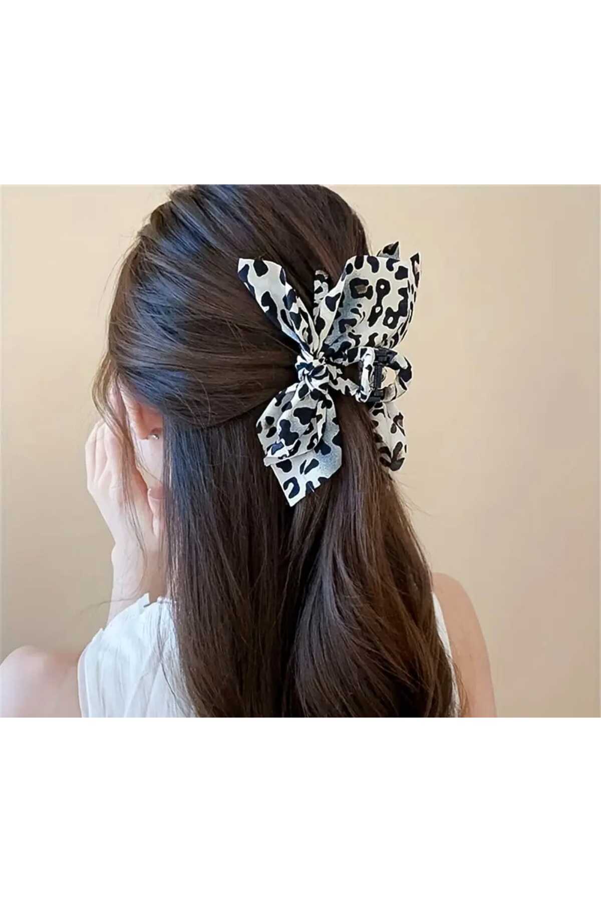 SİYAH LEOPAR DESEN FİYONK TASARIM MANDAL TOKA (BC-1215)