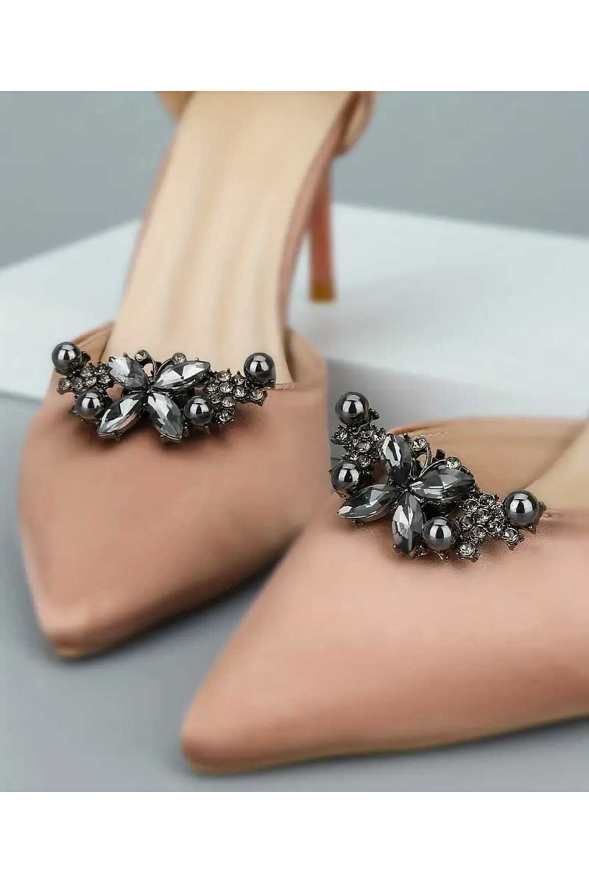 AYAKKABI TOKASI -ÇANTA CHARM -BROŞ BİR ÇİFT ÇIKARILABİLİR KLİPSLİ TAŞLI KELEBEK TASARIM (BC-1212)