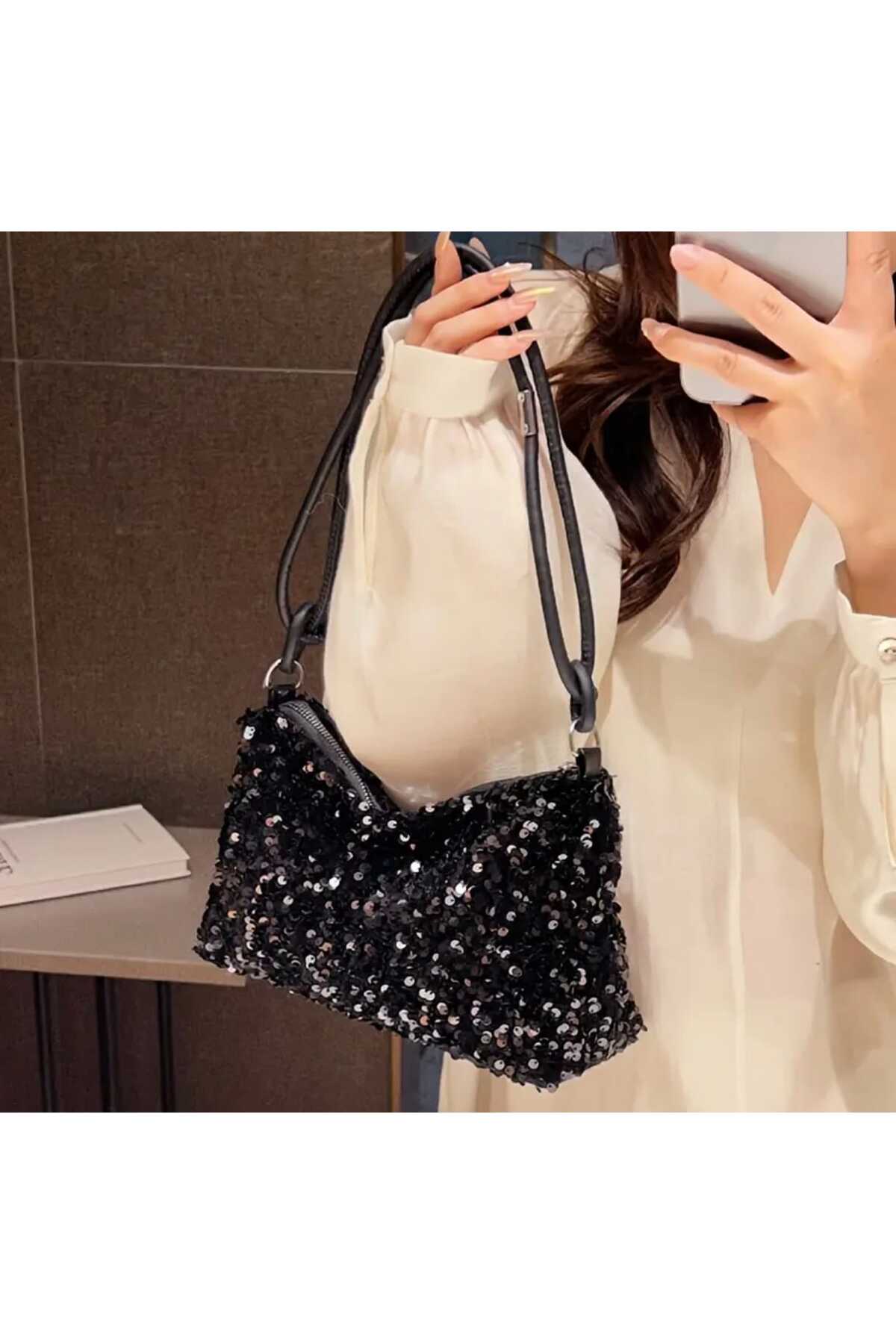 Kadın Pullu Payet Omuz Çantası (bc-1218-syh )