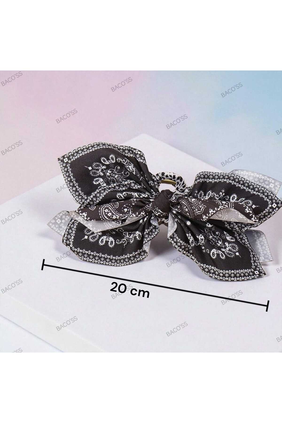 SİYAH DESENLİ FİYONK TASARIM MANDAL TOKA (BC-1240)