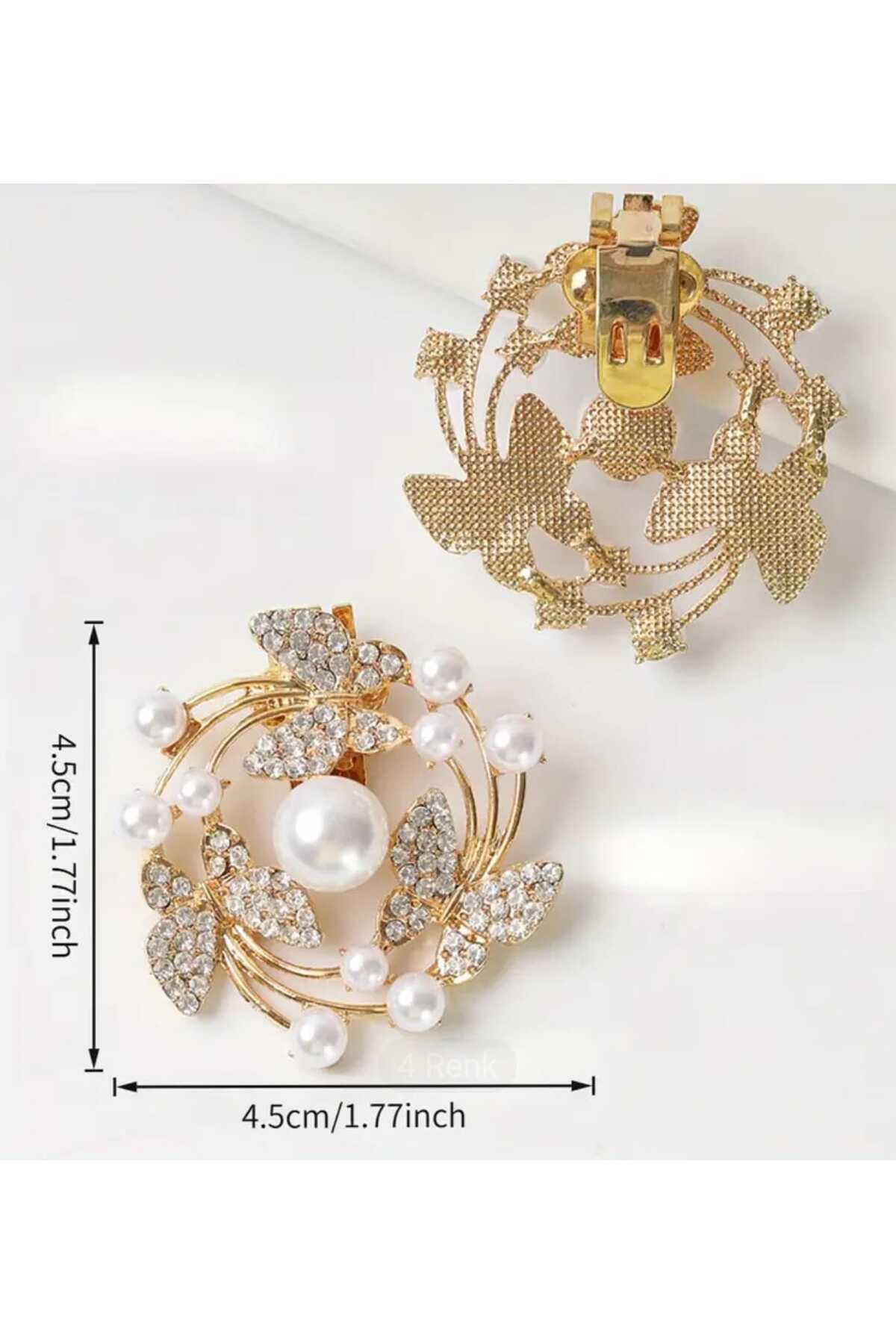 AYAKKABI TOKASI -ÇANTA CHARM -BROŞ BİR ÇİFT ÇIKARILABİLİR KLİPSLİ  İNCİLİ KELEBEK TASARIM (BC-1197 )