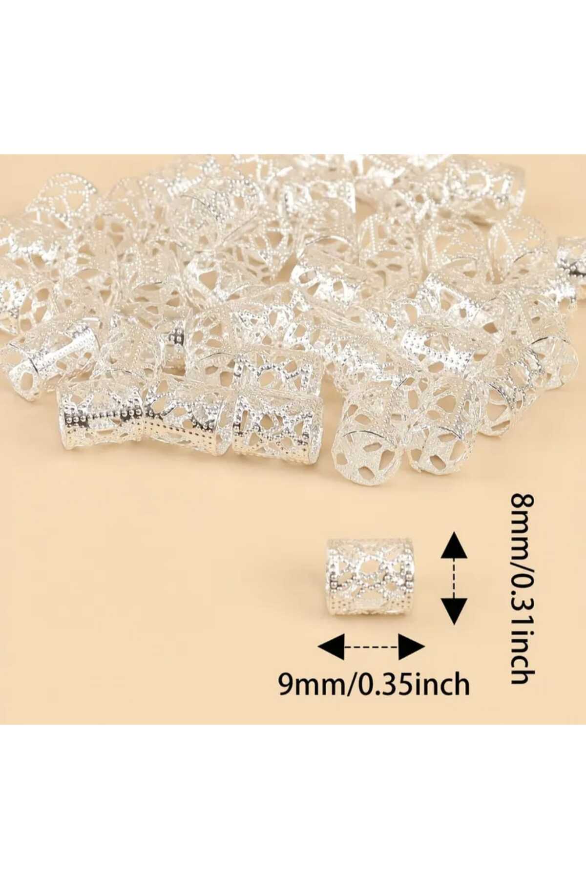 Bohem Saç Halkası-saç Küpesi Oyuk Çiçek Tasarım 10 Lu Hair Charms (bc-1184 )