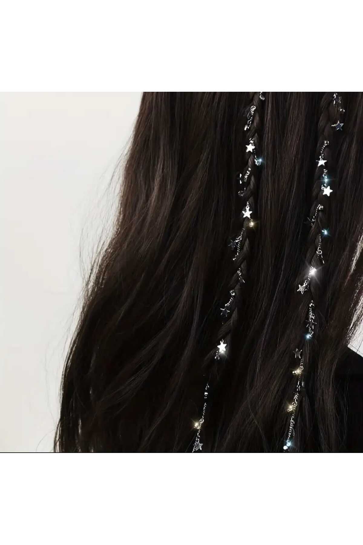 BOHEMA YILDIZLI TAŞLI TASARIM SAÇ ÖRGÜ ZİNCİRİ-TOKASI (BC-1178 )