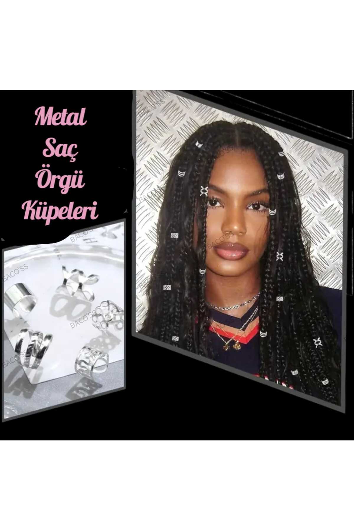 Bohem Saç Halkası-Saç Küpesi Seti Modern Stil 10 Lu Hair Charms ( BC-1220 )