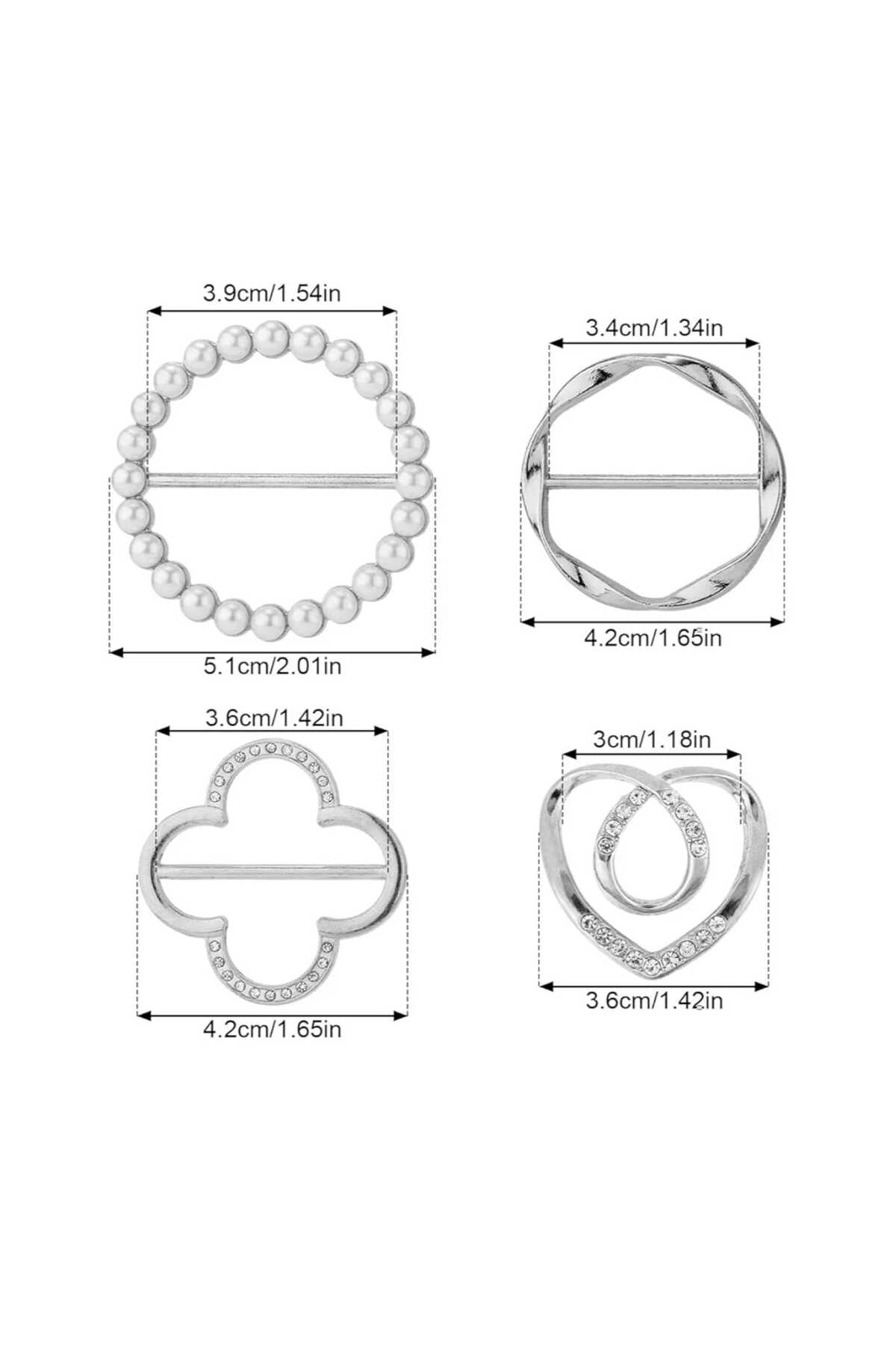 ŞAL EŞARP FULAR TOKASI-KLİPSİ 4 LÜ SET (BC-1244)