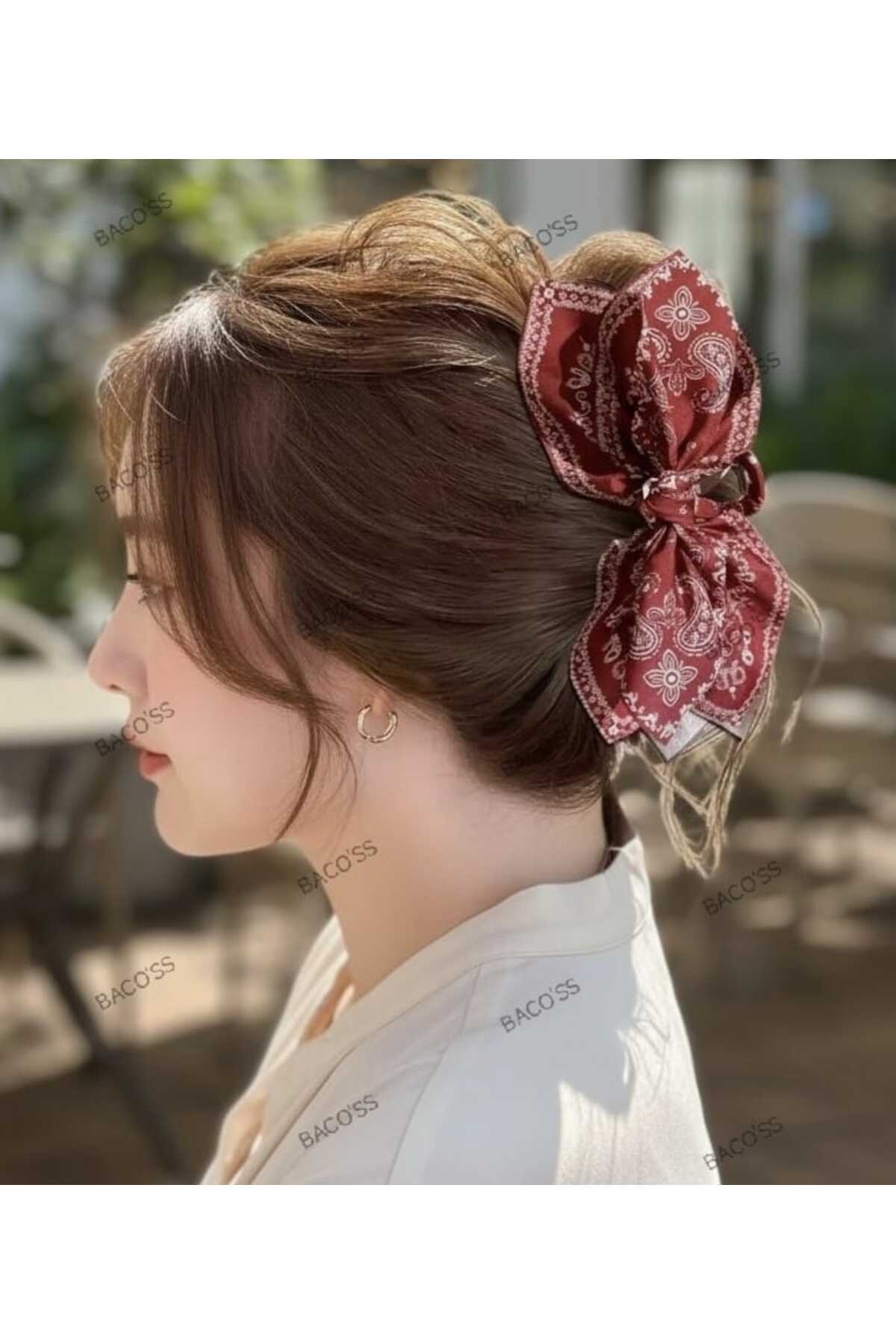 KIRMIZI DESENLİ FİYONK TASARIM MANDAL TOKA (BC-1239)