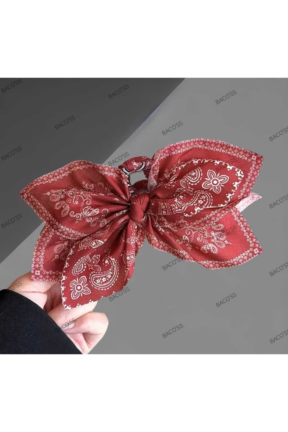 KIRMIZI DESENLİ FİYONK TASARIM MANDAL TOKA (BC-1239)