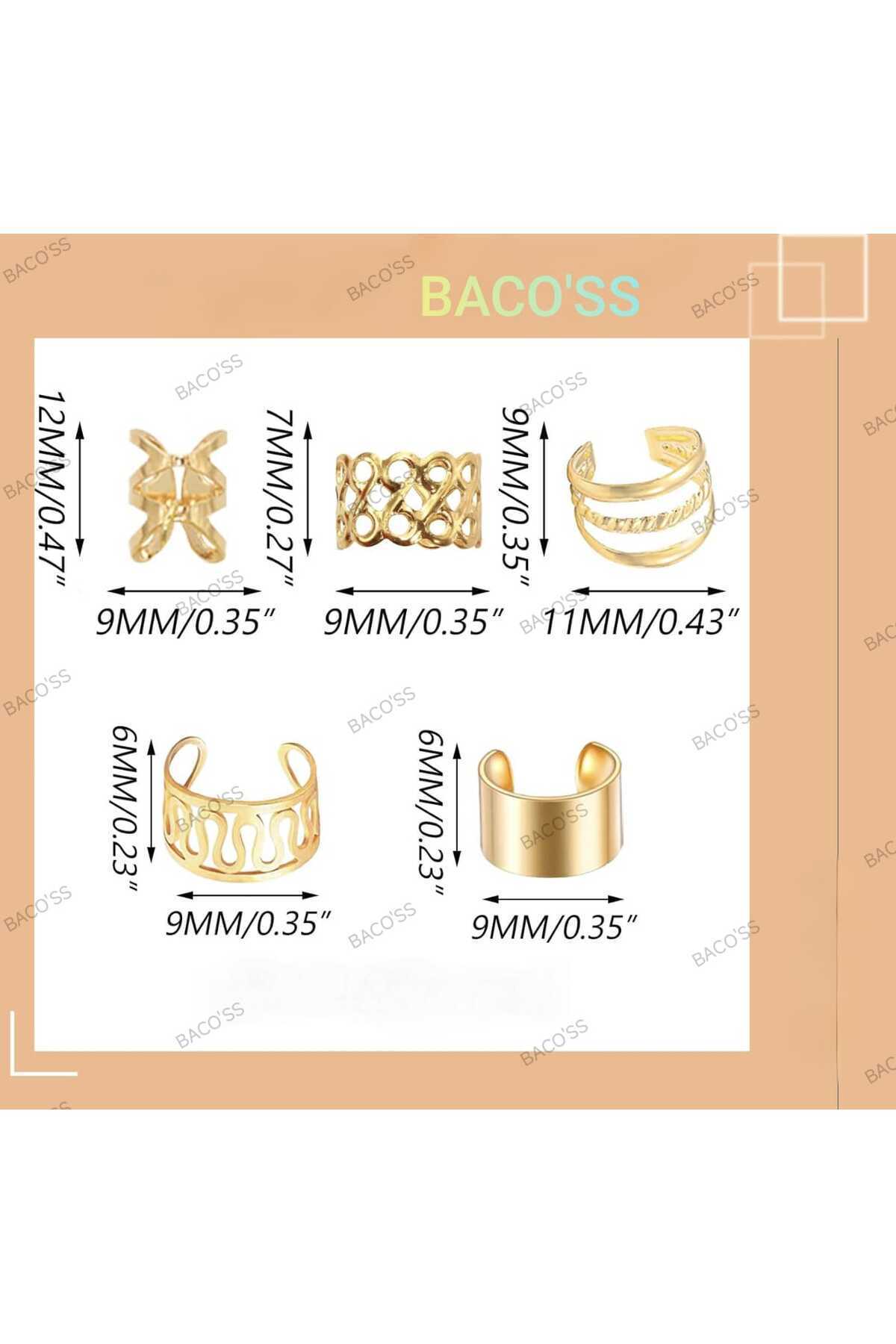 Bohem Saç Halkası-Saç Küpesi Seti Modern Stil 10 Lu Hair Charms ( BC-1219 )