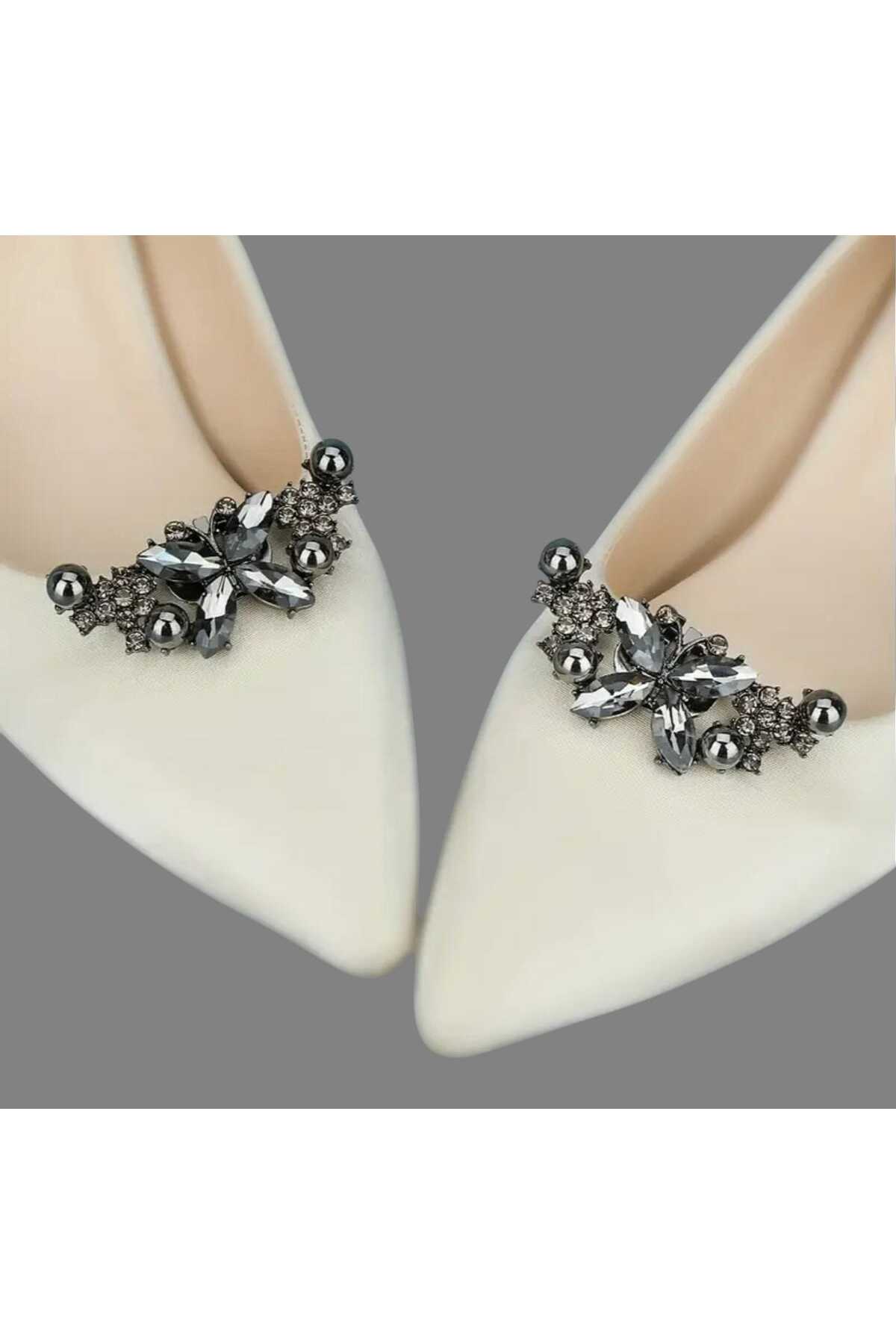 AYAKKABI TOKASI -ÇANTA CHARM -BROŞ BİR ÇİFT ÇIKARILABİLİR KLİPSLİ TAŞLI KELEBEK TASARIM (BC-1212)