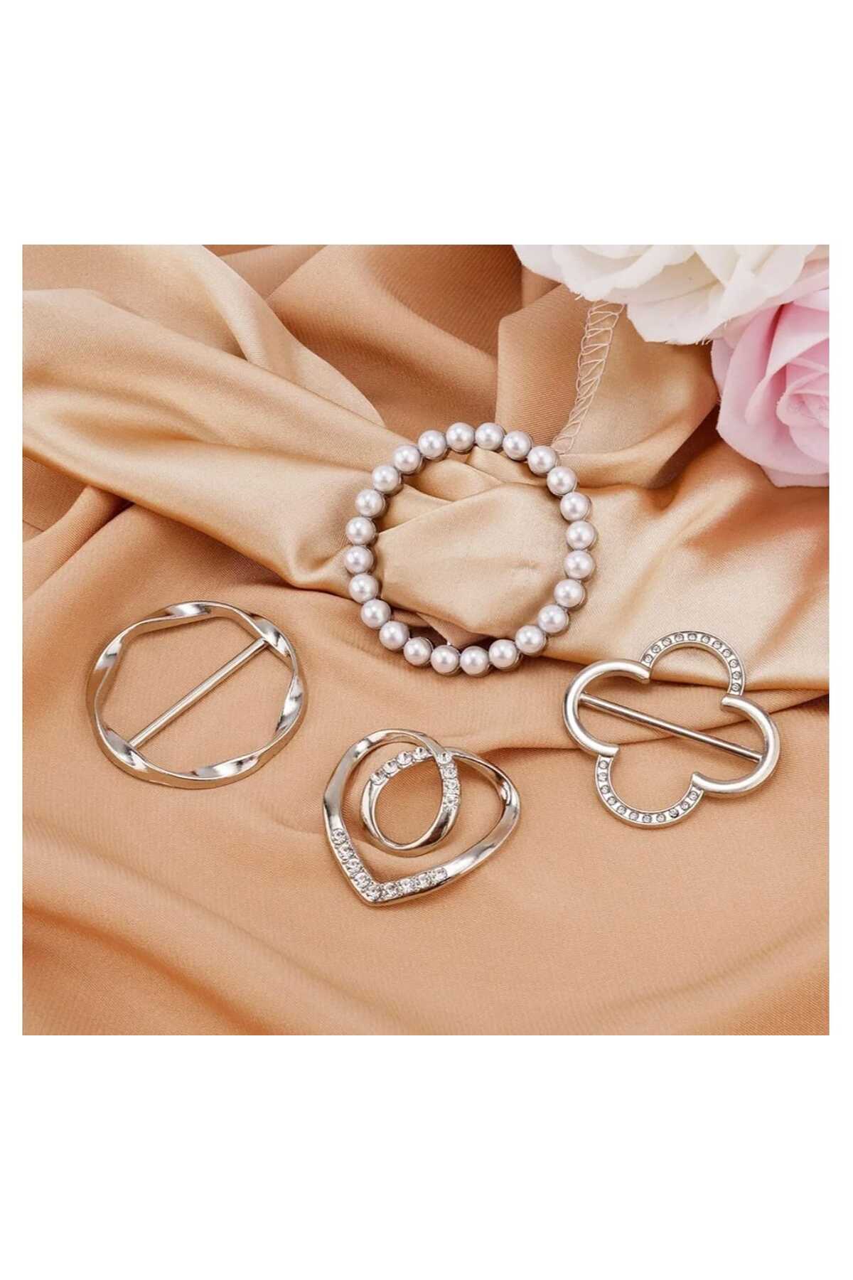 ŞAL EŞARP FULAR TOKASI-KLİPSİ 4 LÜ SET (BC-1244)