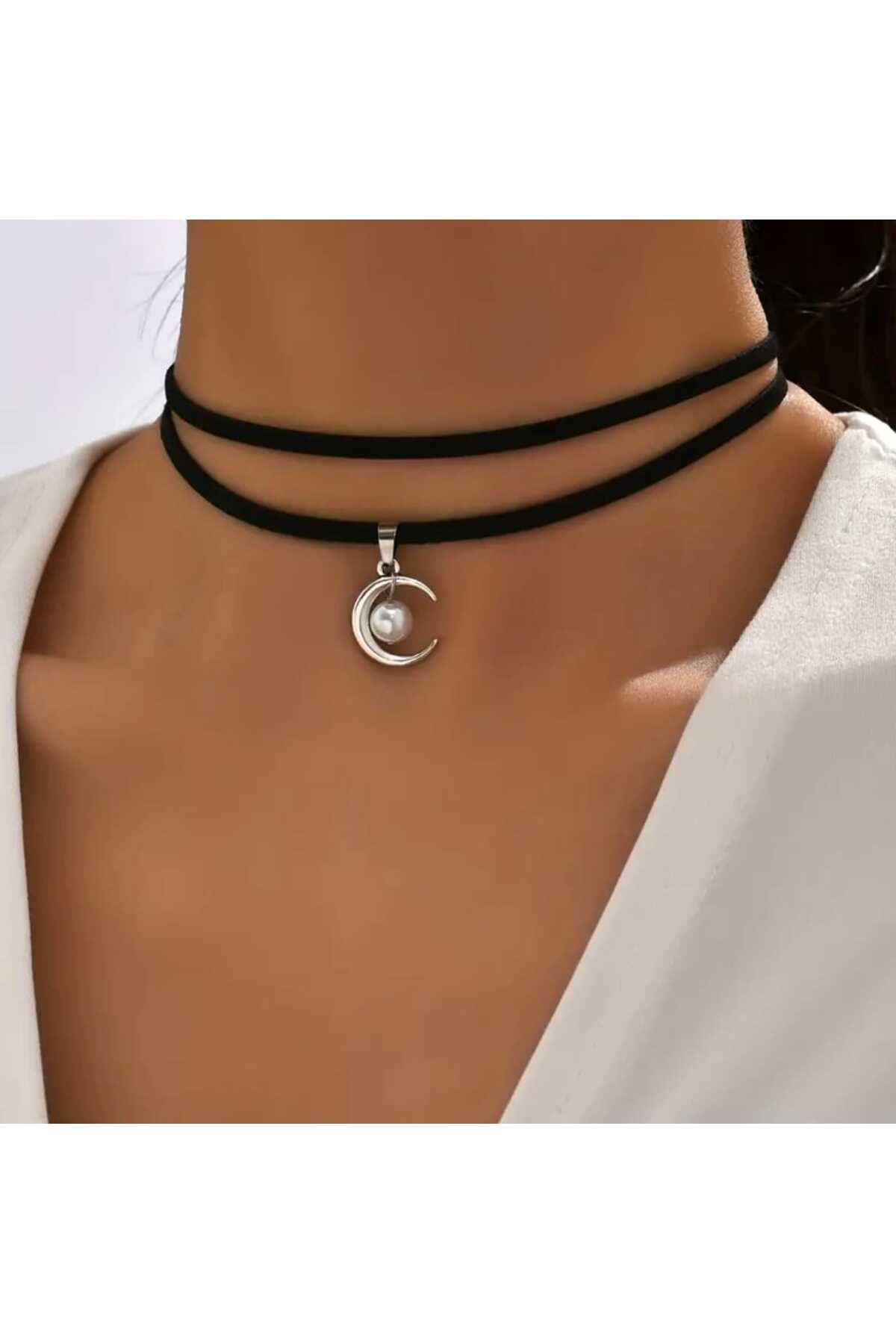 İNCİLİ AY CHOKER KOLYE (BC-1161)