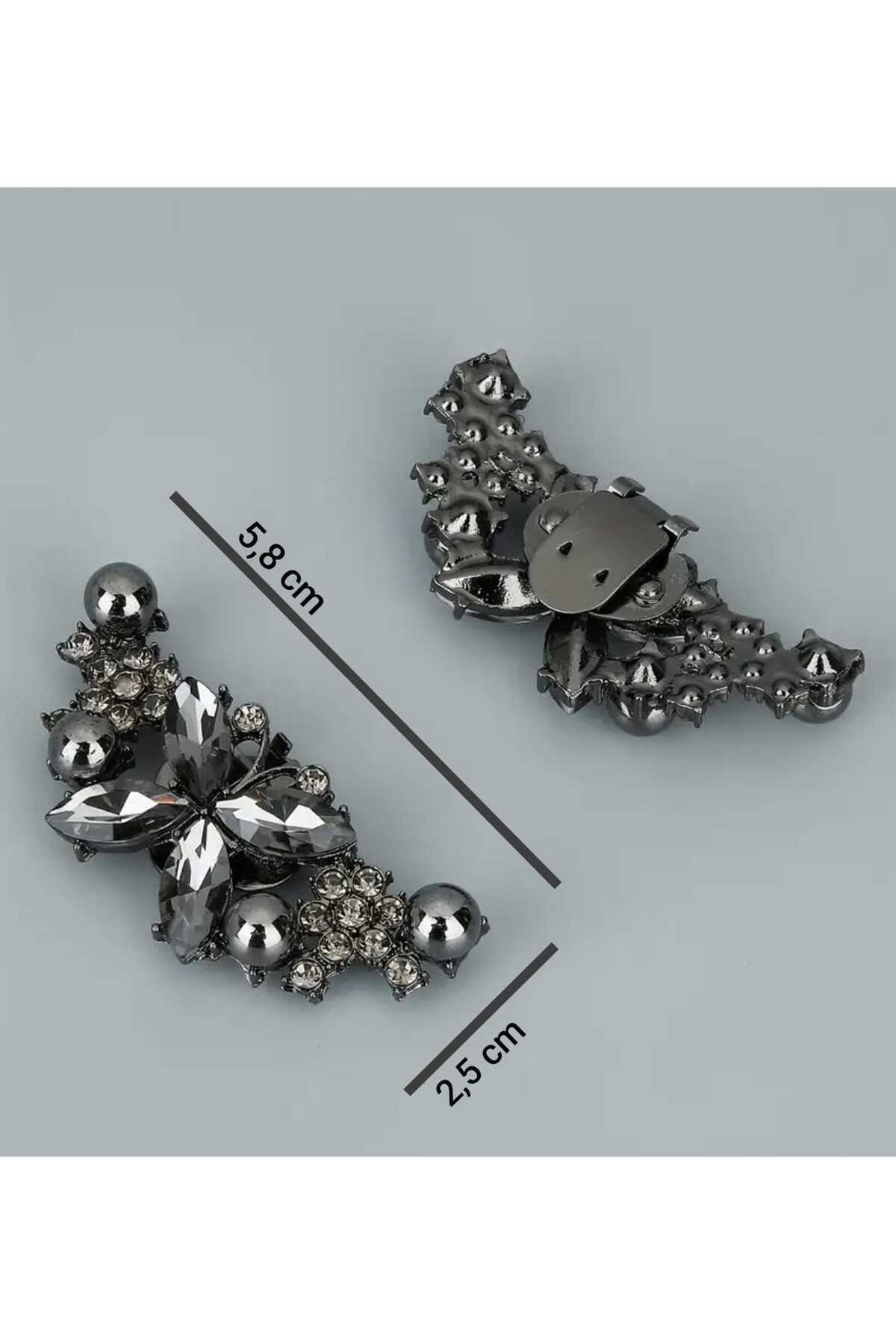 AYAKKABI TOKASI -ÇANTA CHARM -BROŞ BİR ÇİFT ÇIKARILABİLİR KLİPSLİ TAŞLI KELEBEK TASARIM (BC-1212)