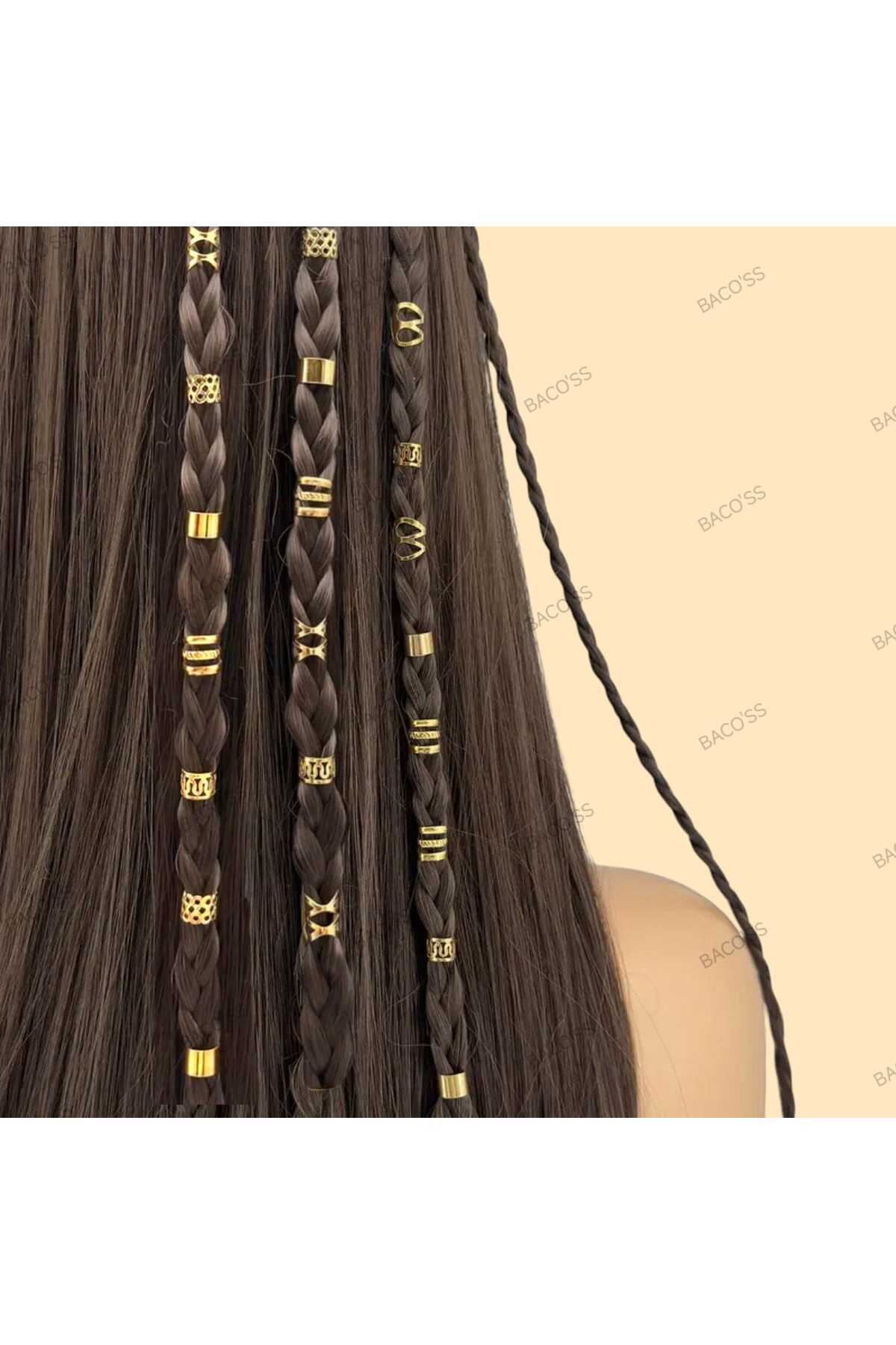 Bohem Saç Halkası-Saç Küpesi Seti Modern Stil 10 Lu Hair Charms ( BC-1219 )