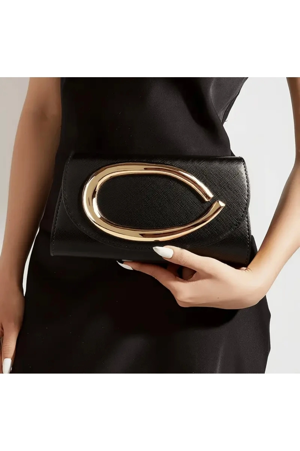 Kadın Metalik Aksanlı Clutch El Çantası (BC-1229)