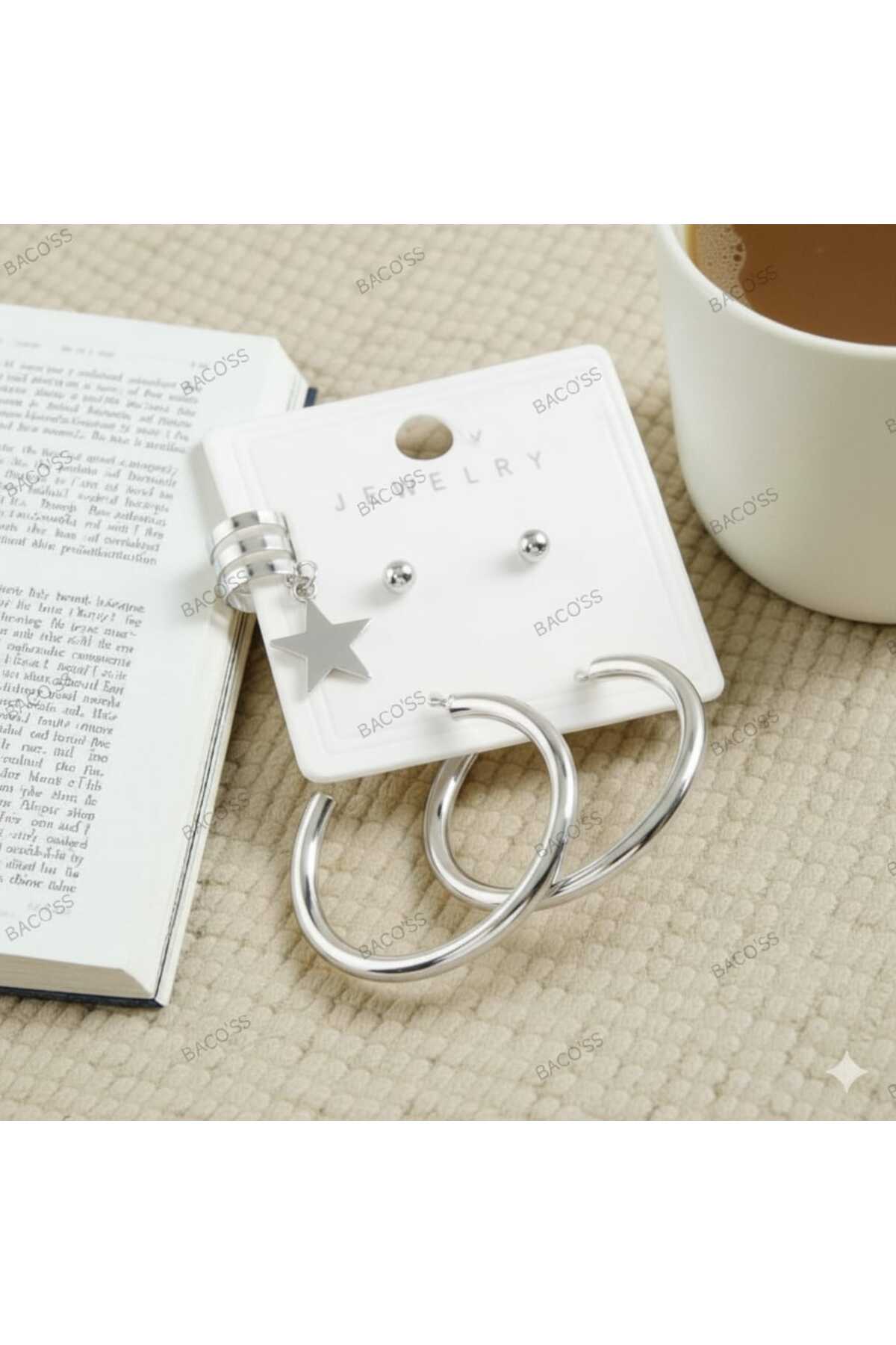 HALKA VE YILDIZLI 5 'Lİ KÜPE SETİ (BC-1249)