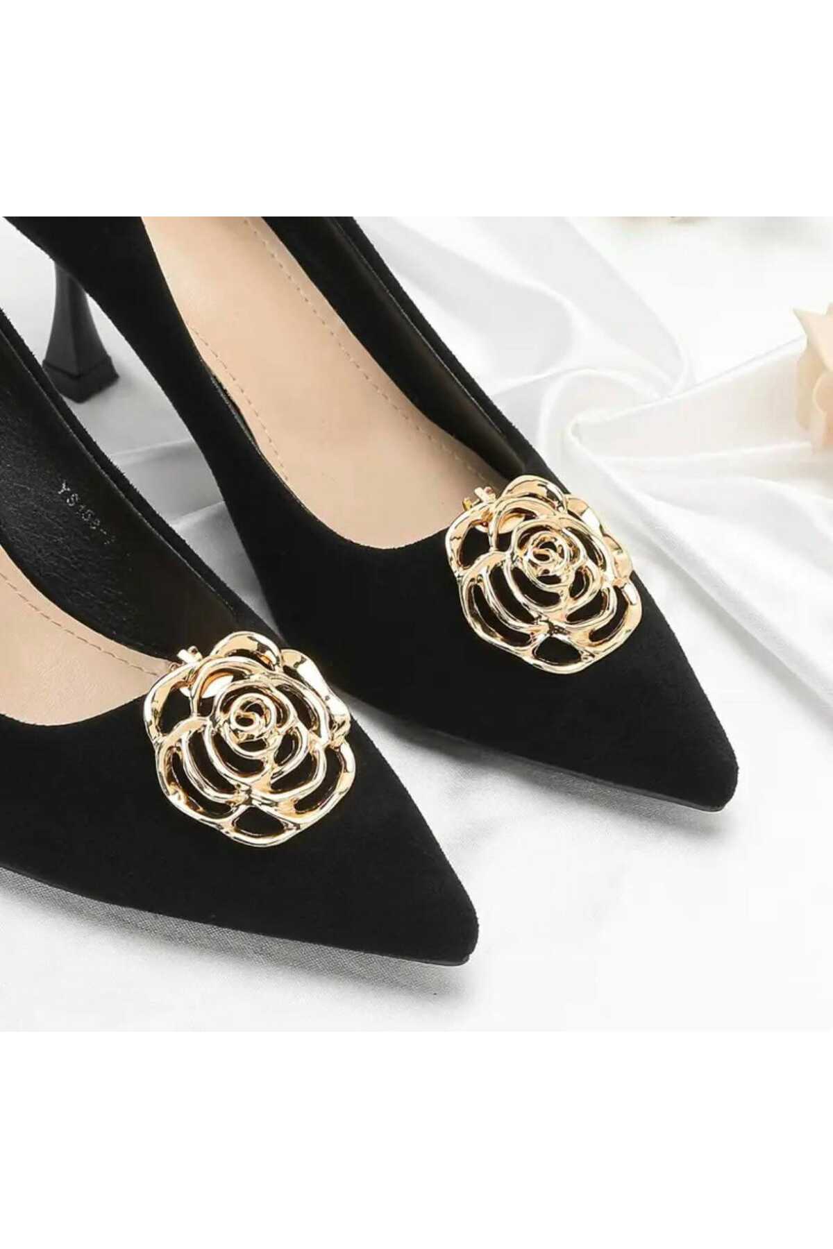 Bir Çift Ayakkabı Tokası -çanta Charms - Çıkarılabilir Klipsli Metal Gül Tasarım (bc-1213 )