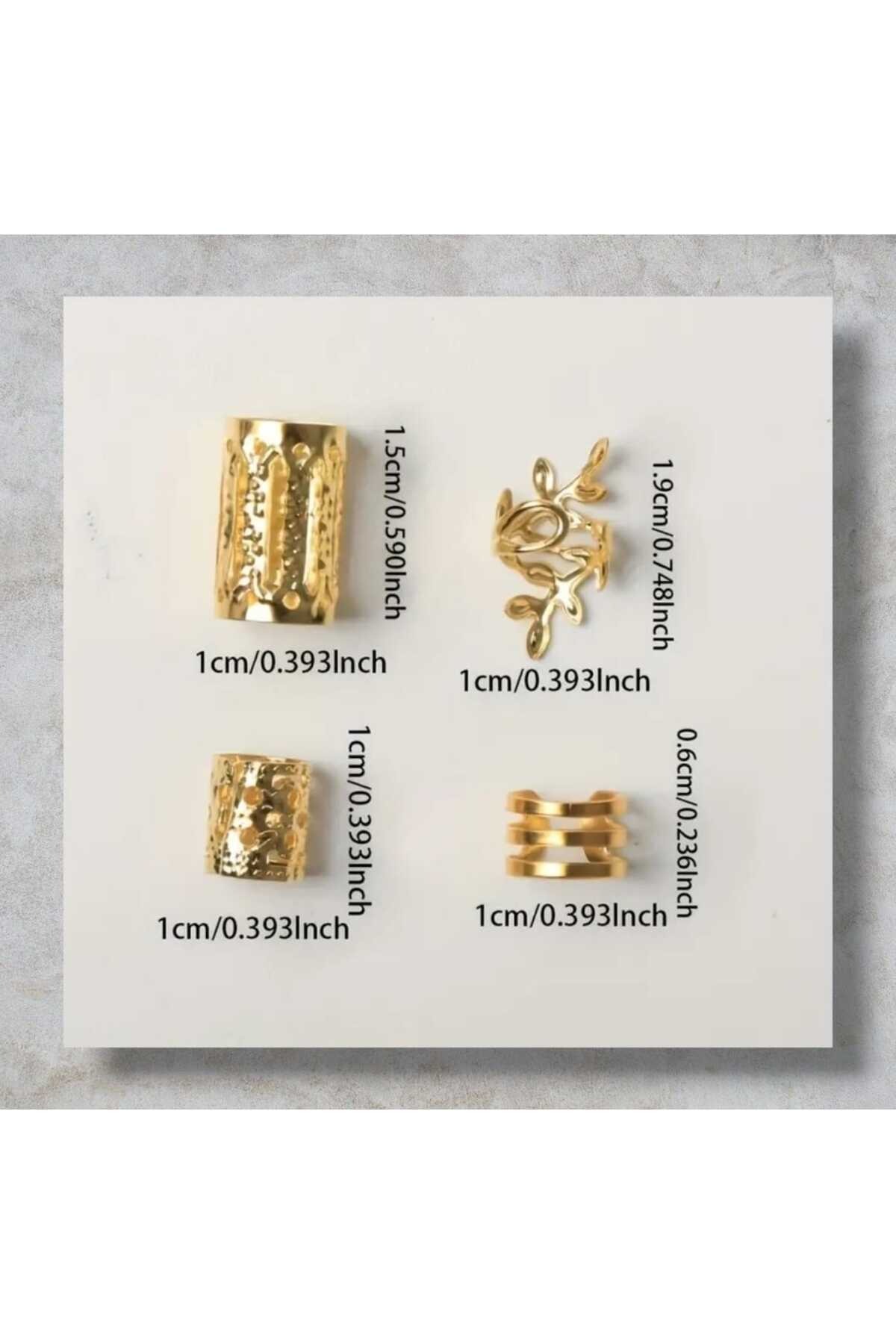 Bohem Saç Halkası Saç Küpesi Yapraklı Model Seti 10 Lu Hair Charms ( Bc-1138 )