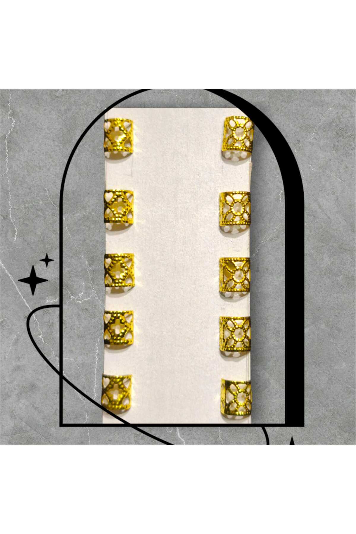 Bohem Saç Halkası-saç Küpesi Oyuk Çiçek Tasarım 10 Lu Hair Charms (bc-1183 )