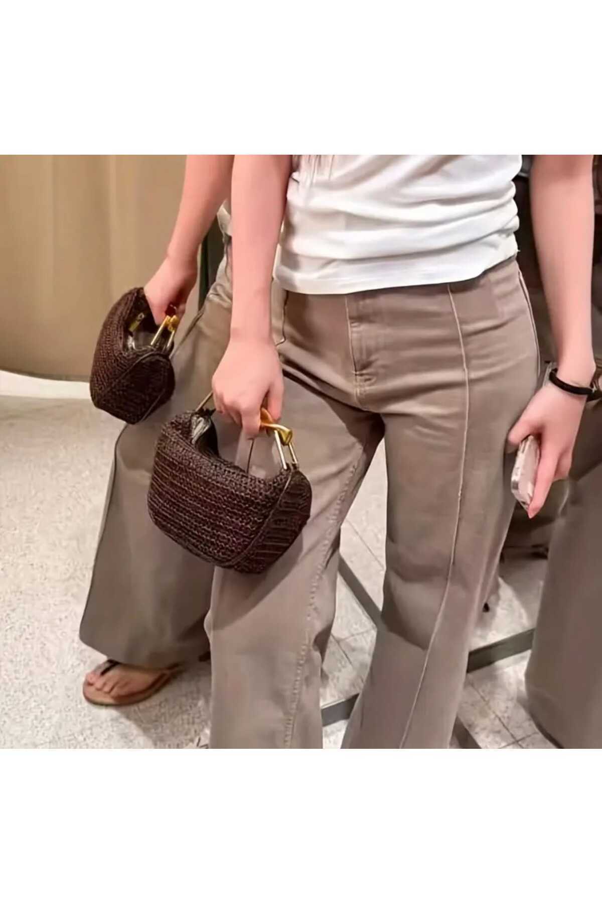 KADIN ÖRGÜ METAL SAPLI MODERN STİL EL VE OMUZ ÇANTASI ( BC-1230 )