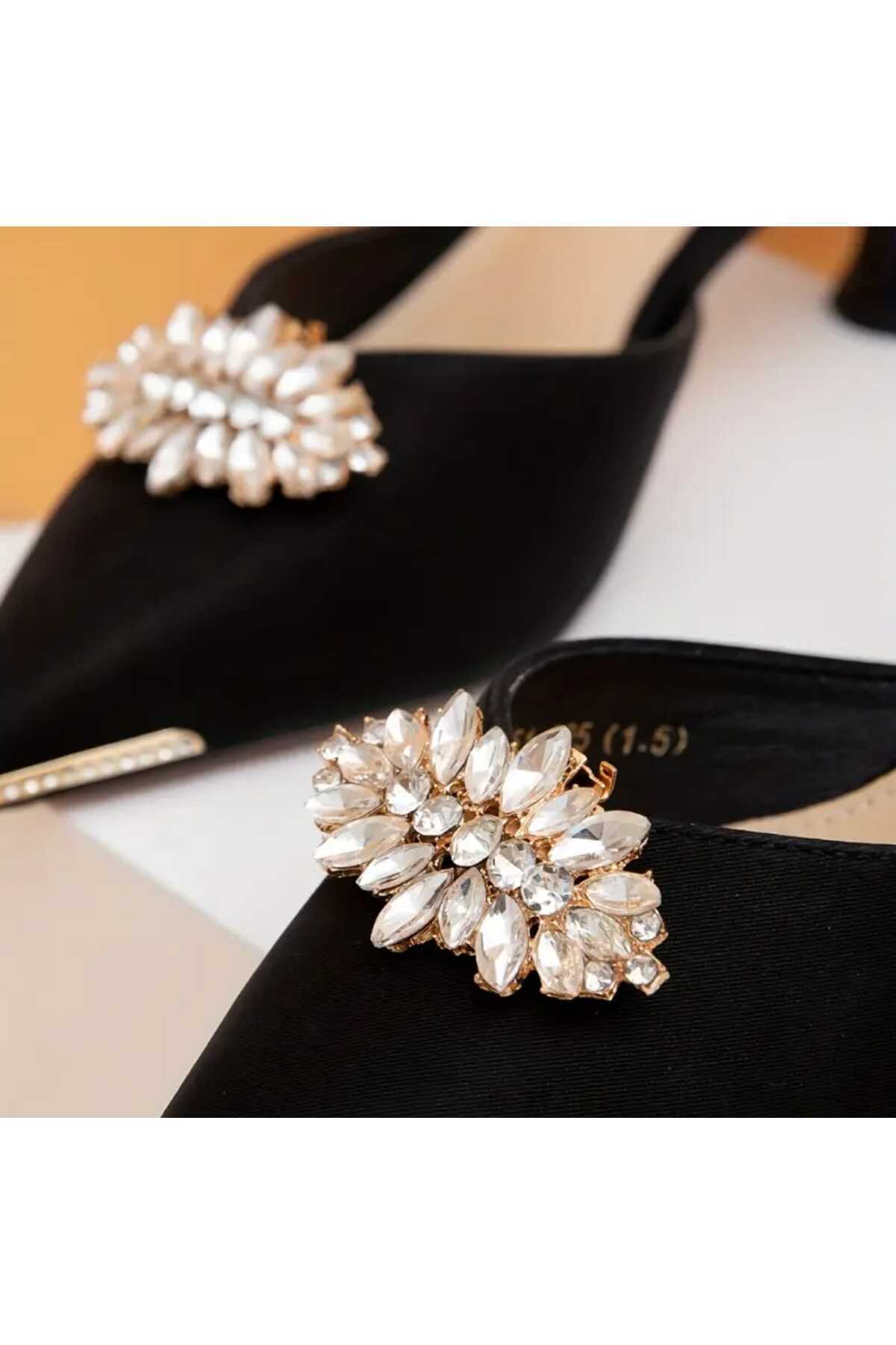 Ayakkabı Tokası -çanta Charm -broş Bir Çift Çıkarılabilir Klipsli Taşlı Tasarım (BC-1176)