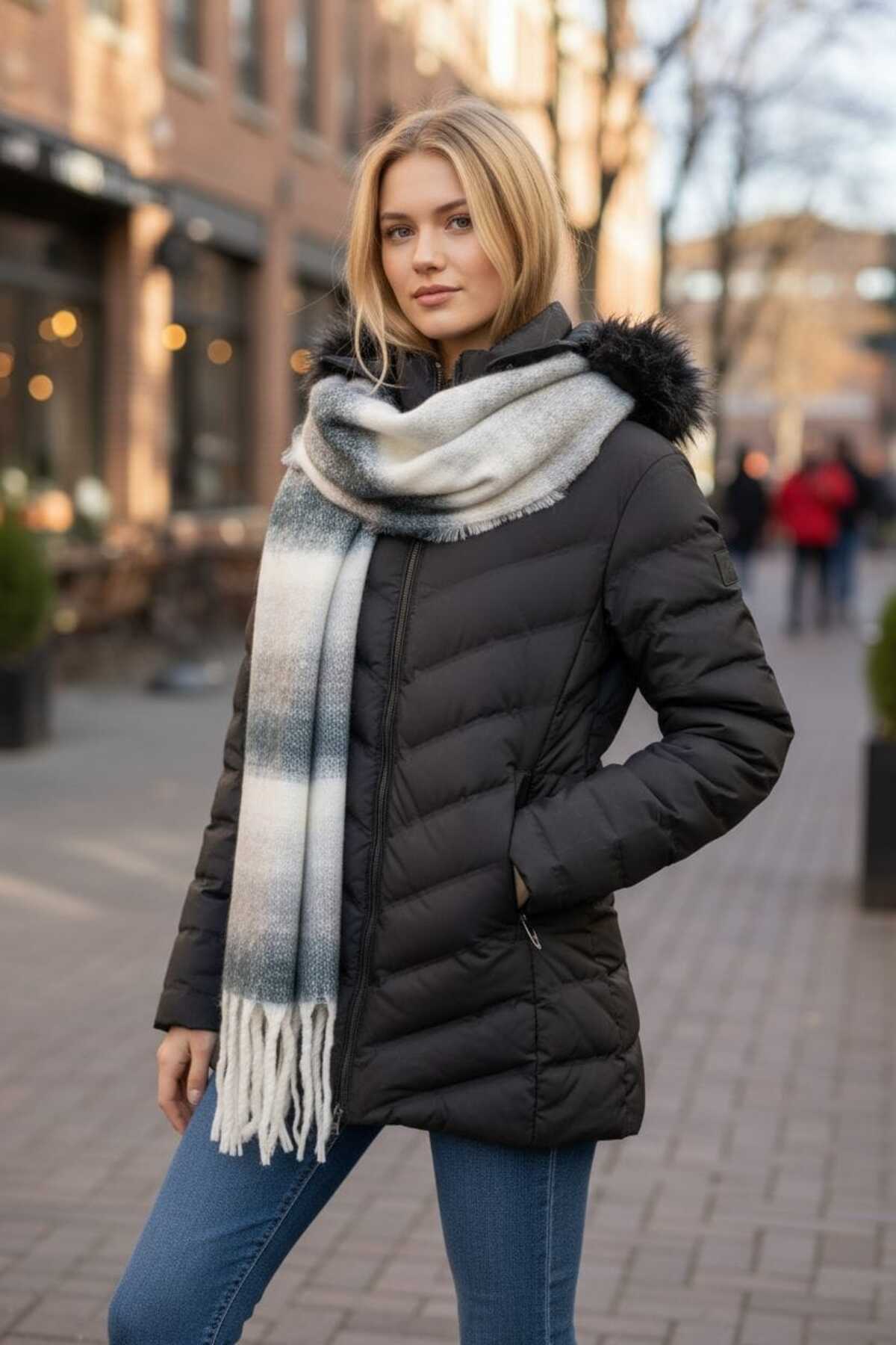 RENK GEÇİŞLİ PUFFY YUMUŞAK DOKULU ATKI ( BC-1236 )