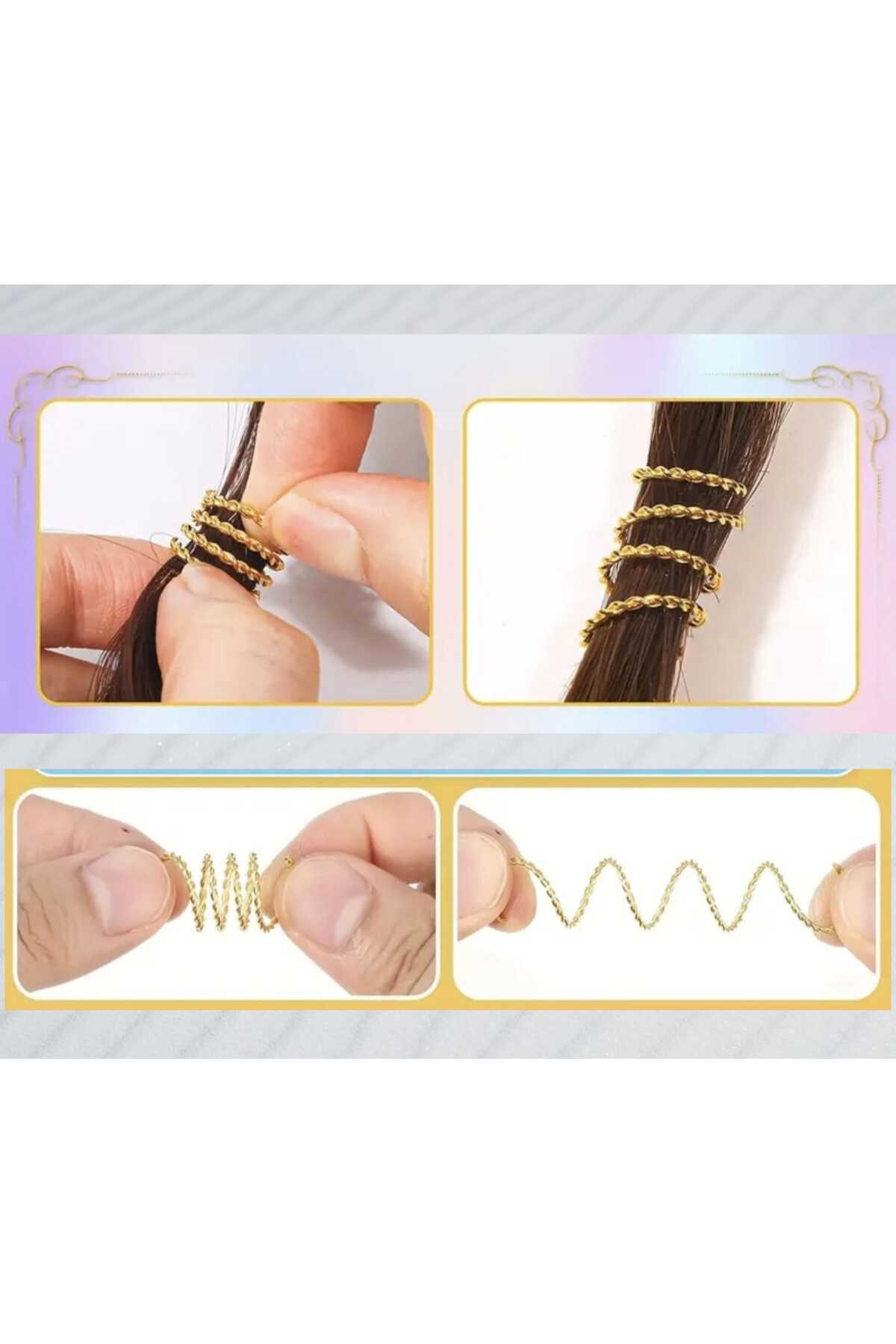 Bohem Saç Halkası-Saç Küpesi Spiral + Yaptak Model 10 'lu Hair Charms (BC-1224 )