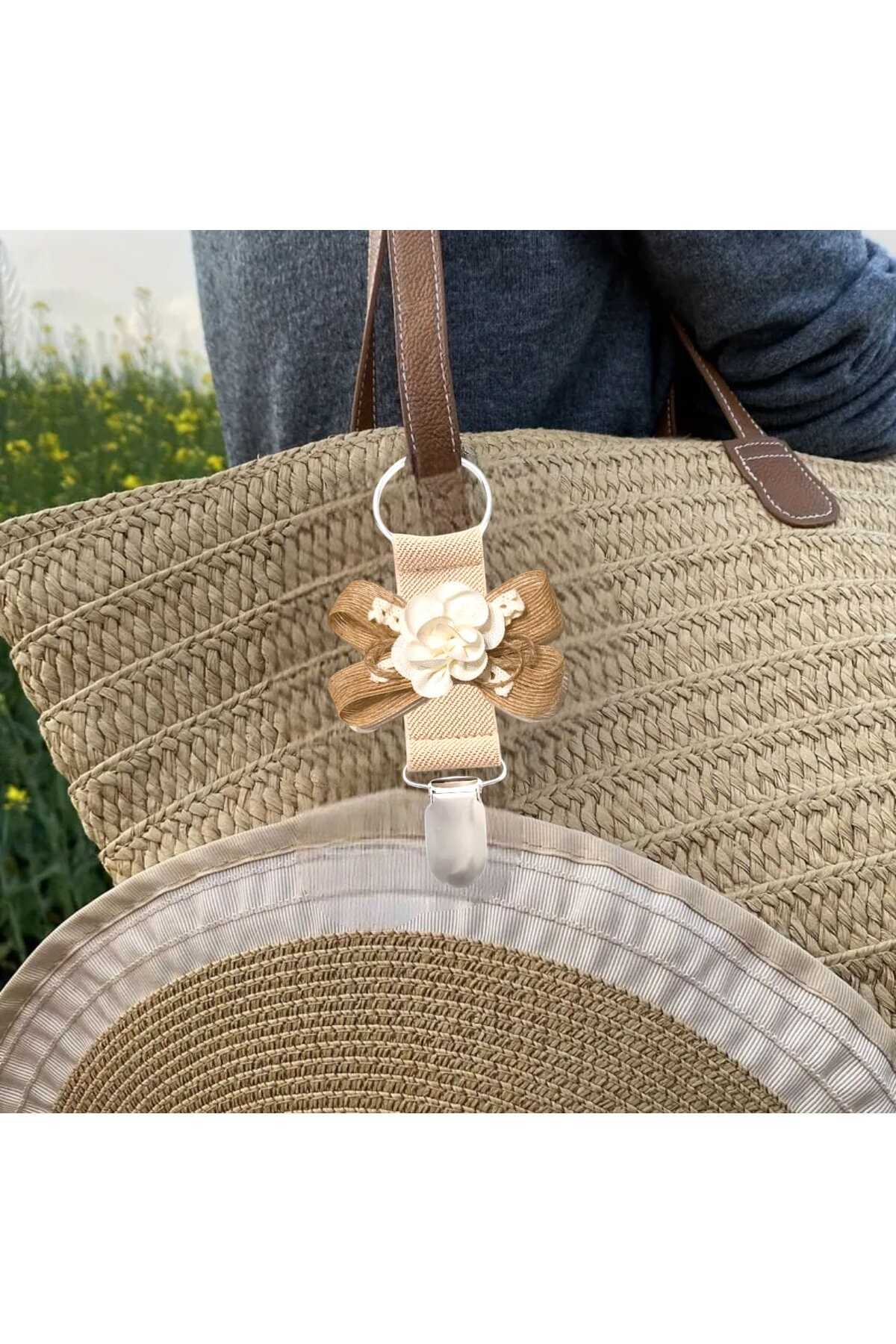 Çanta Tokası Şapka Klipsi Fiyonklu Çiçek Tasarım Mdl 5 (BC-1189)