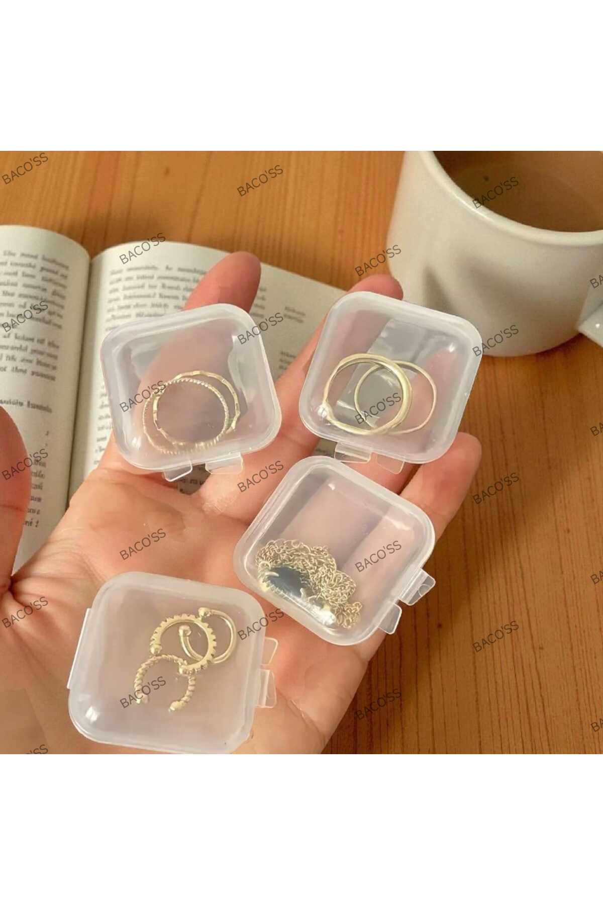 ŞEFFAF TAKI-KÜPE-TOKA VE AKSESUAR KUTUSU 10 'LU 3,5X3,5 (BC-1242 )