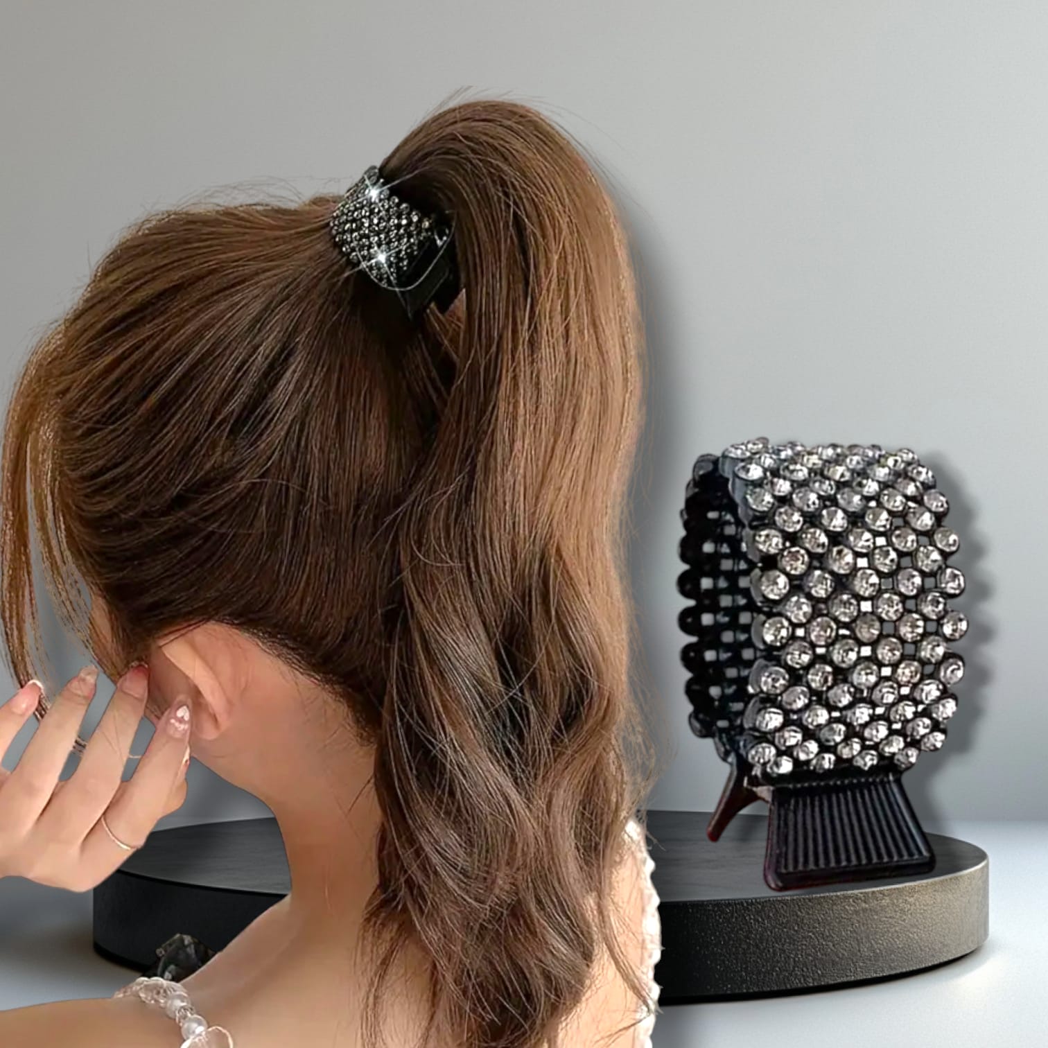 Taşlı Tasarım At Kuyruğu Tokası (BC-1142) Bakır Taşlı