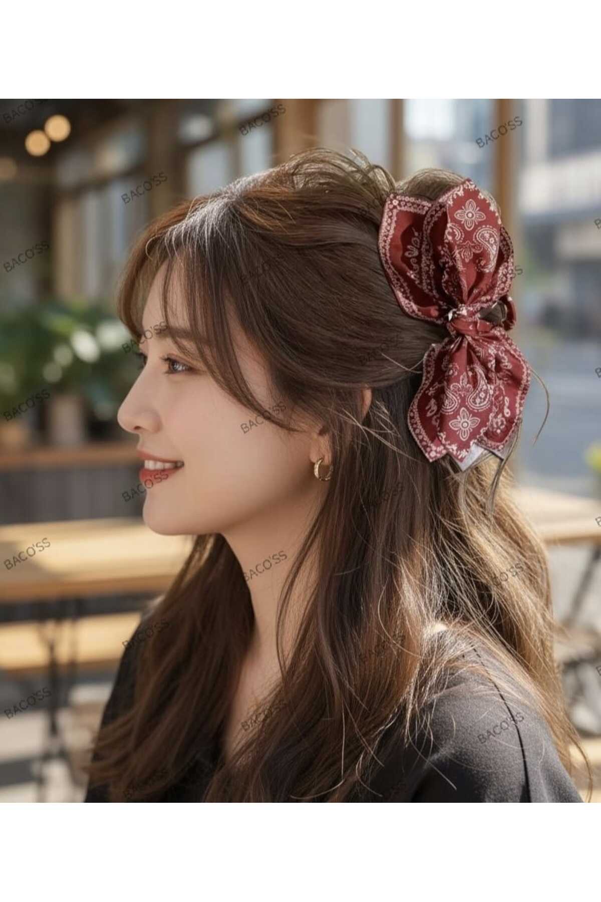 KIRMIZI DESENLİ FİYONK TASARIM MANDAL TOKA (BC-1239)