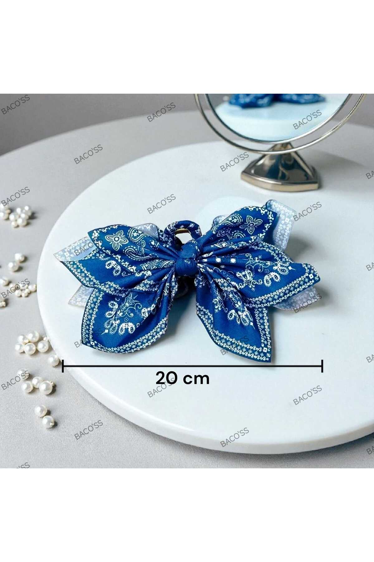 MAVİ DESENLİ FİYONK TASARIM MANDAL TOKA (BC-1241)