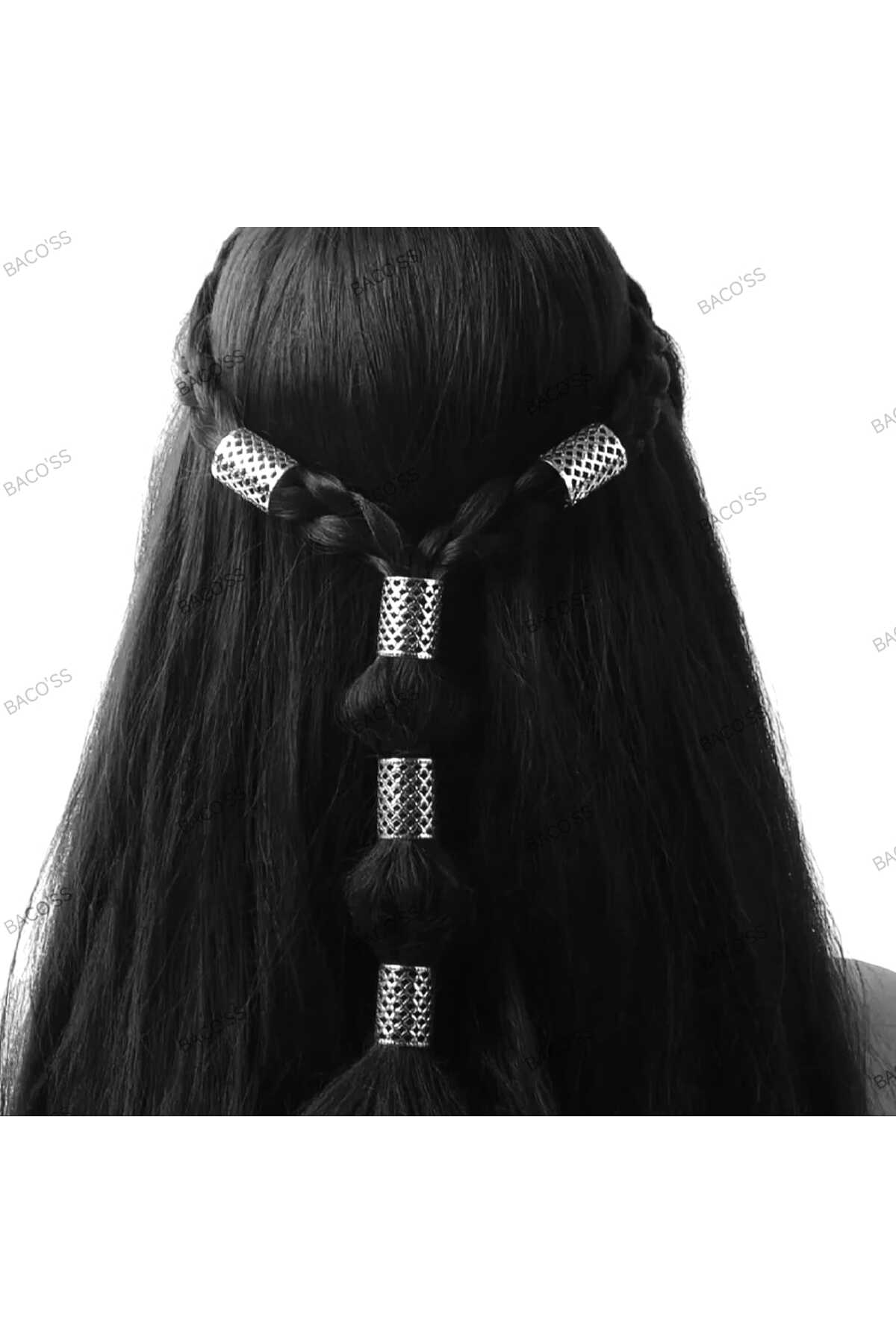 Bohem Saç Halkası-saç Küpesi Seti Silindir Model 5 'li Hair Charms (bc-1222 )