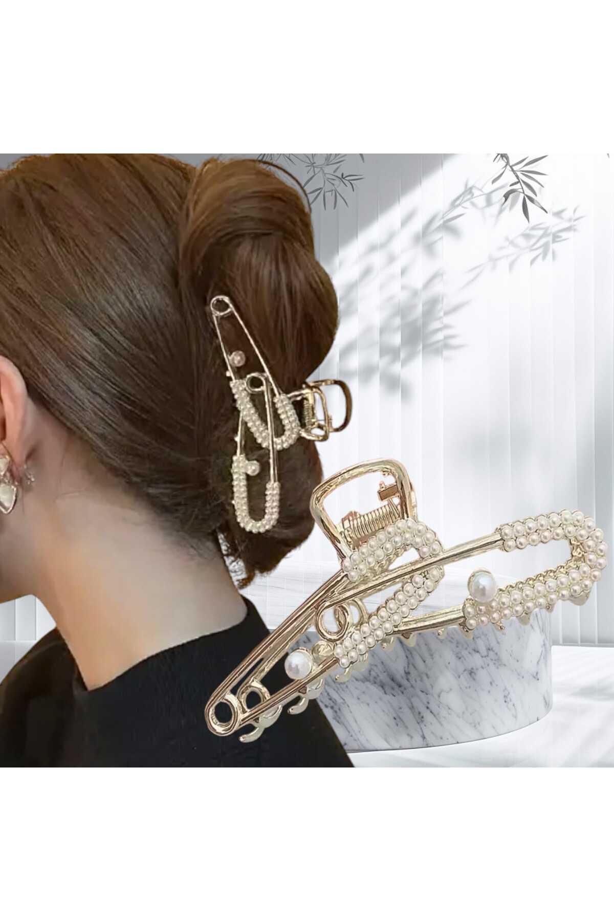 İNCİLİ KİLİTLİ İĞNE TASARIM METAL MANDAL TOKA ( BC-1134 )