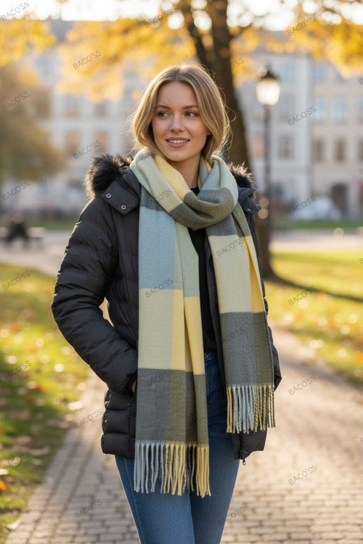 KARELİ PUFFY YUMUŞAK DOKULU ATKI ( BC-1237 )