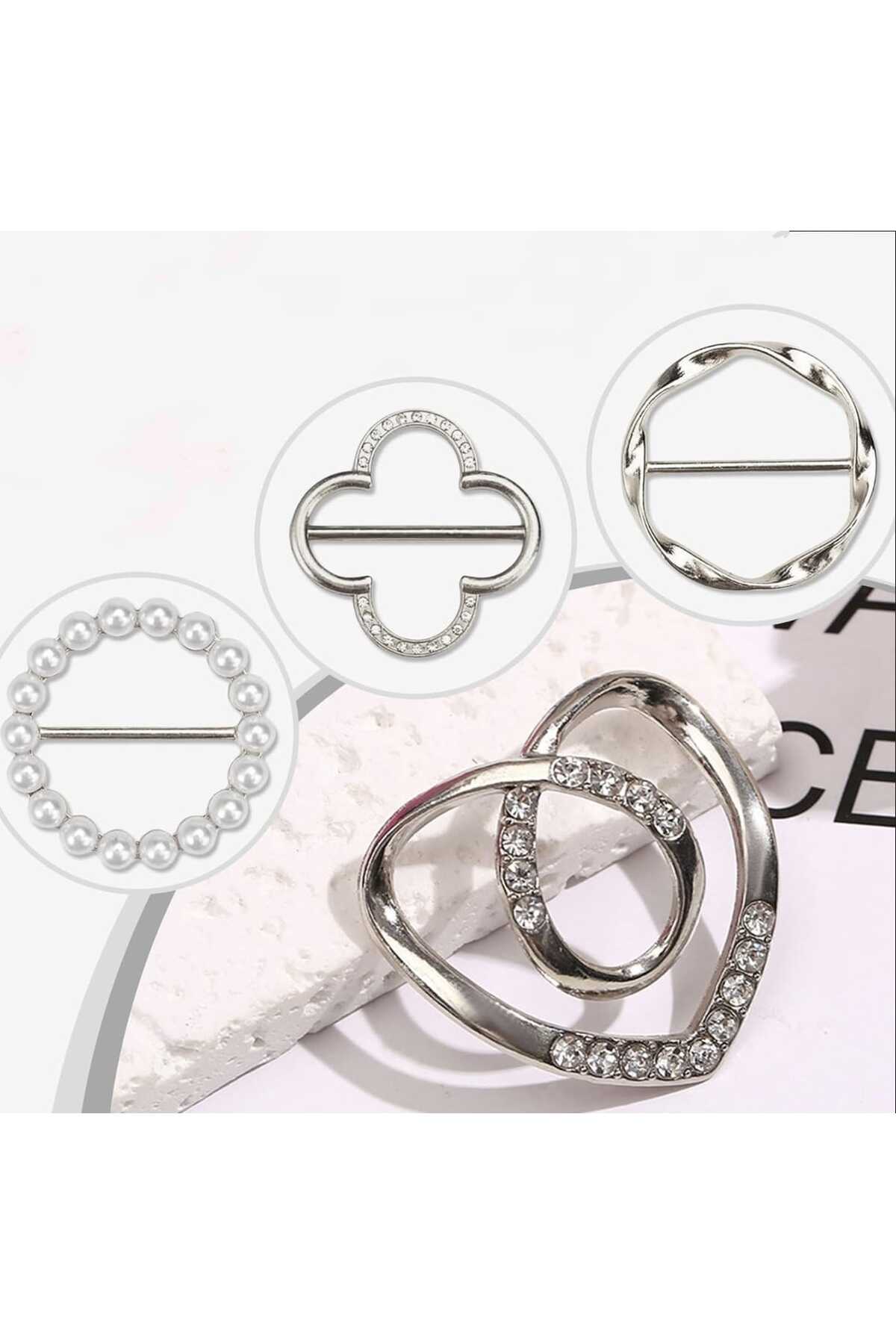 ŞAL EŞARP FULAR TOKASI-KLİPSİ 4 LÜ SET (BC-1244)