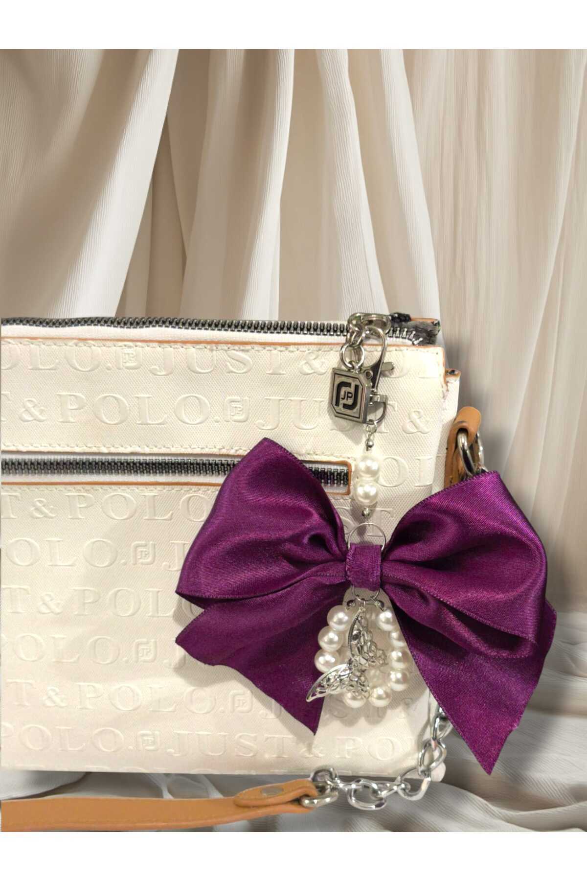 KURDELELİ BONCUKLU KELEBEK DETAYLI ÇANTA CHARMI (BC-1173)