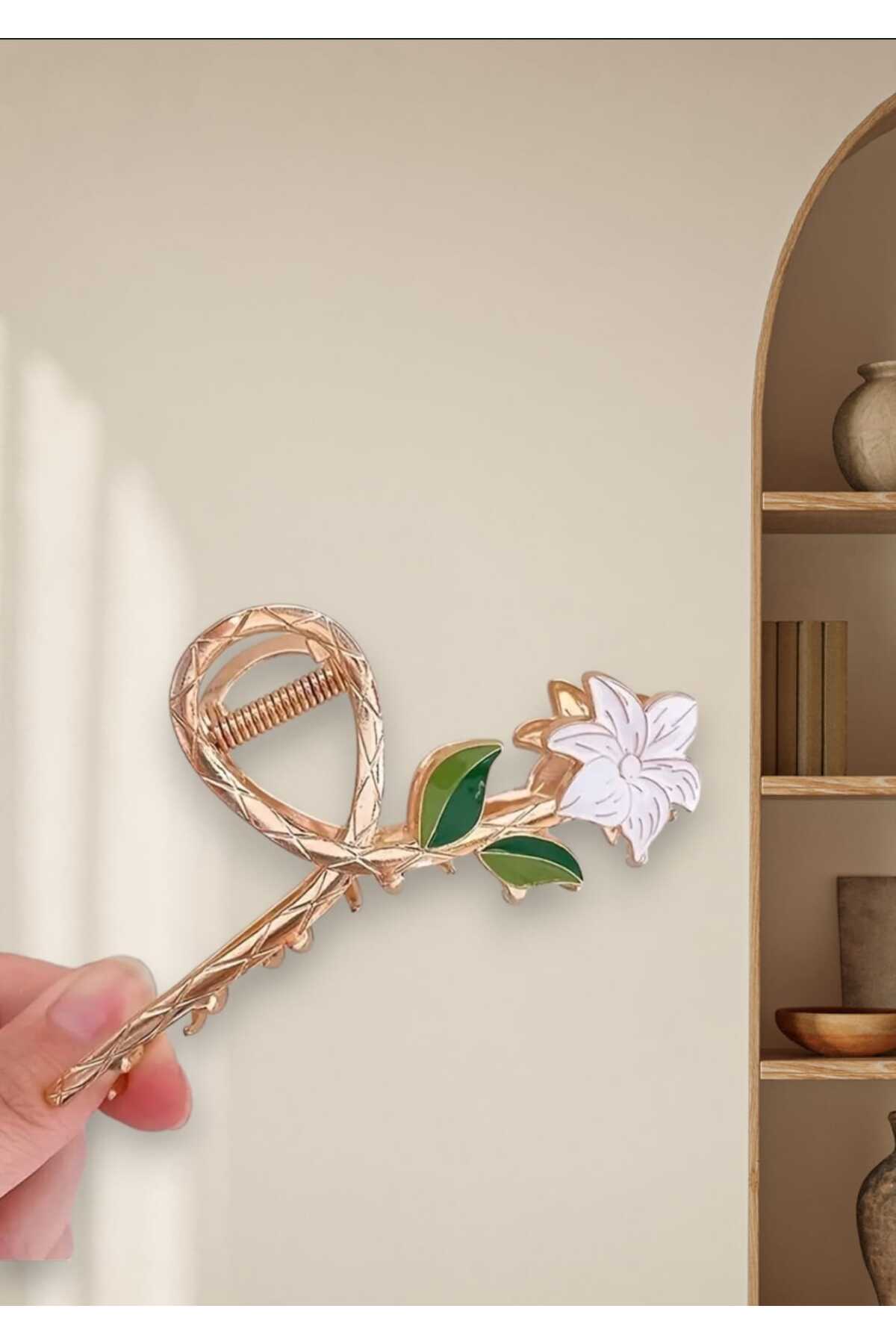 ZAMBAK ÇİÇEK TASARIM METAL MANDAL TOKA ( BC-1049 )