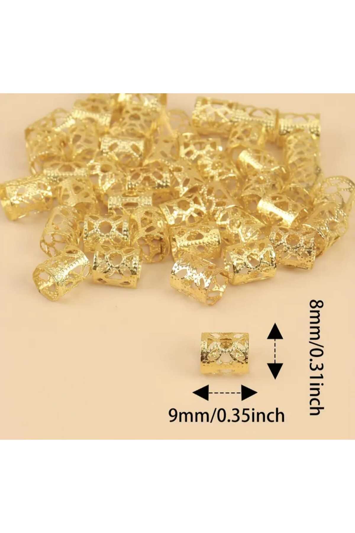 Bohem Saç Halkası-saç Küpesi Oyuk Çiçek Tasarım 10 Lu Hair Charms (bc-1183 )