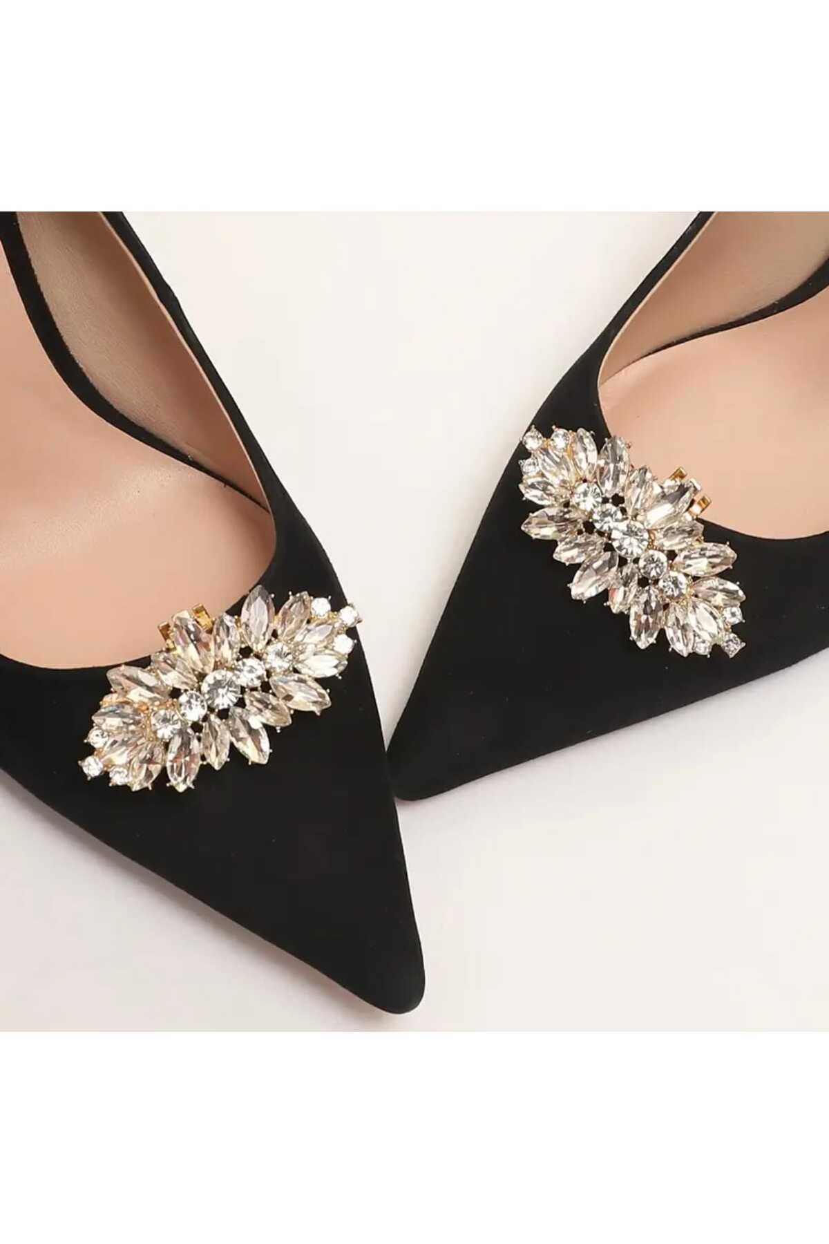 Ayakkabı Tokası -çanta Charm -broş Bir Çift Çıkarılabilir Klipsli Taşlı Tasarım (BC-1176)