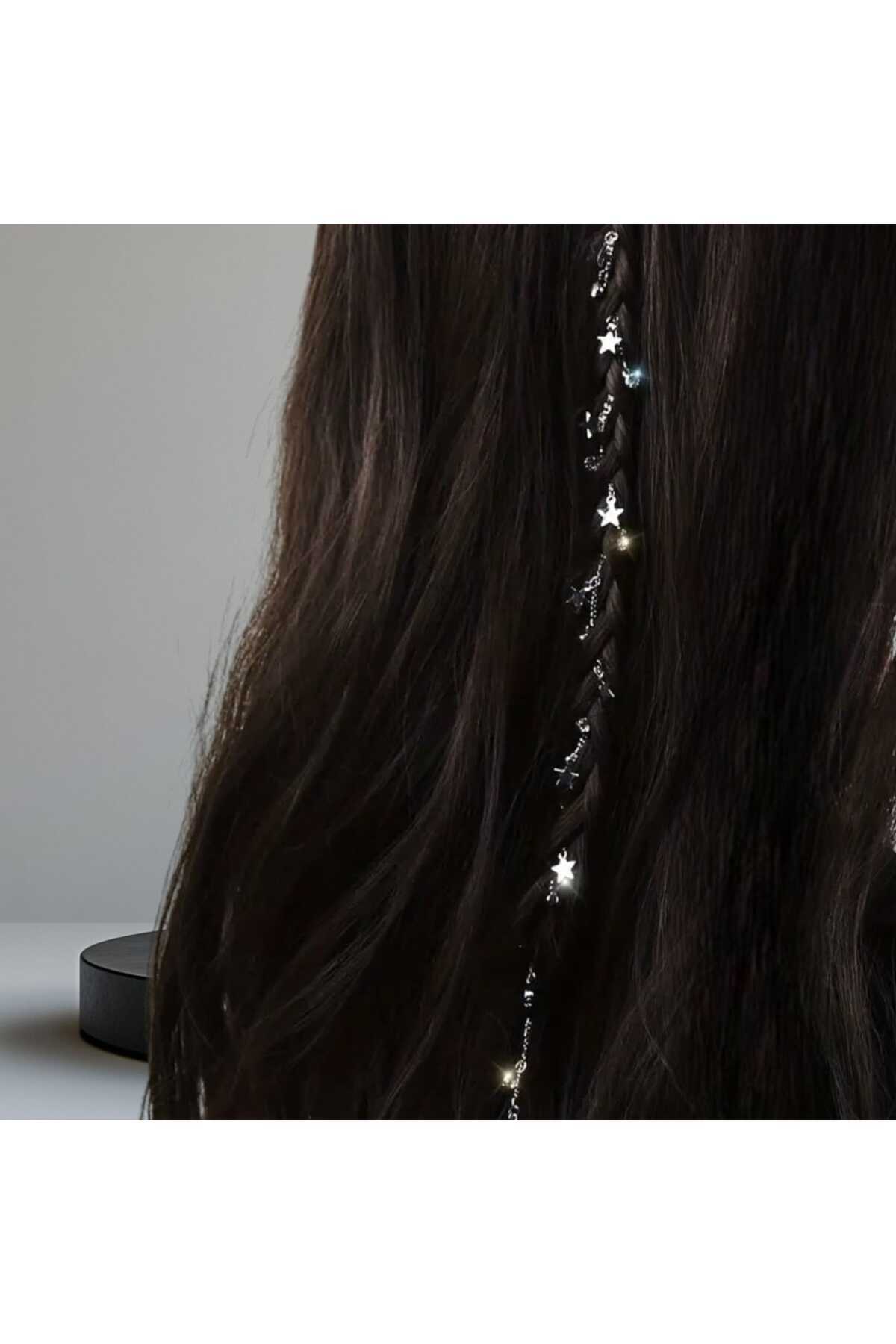 BOHEMA YILDIZLI TAŞLI TASARIM SAÇ ÖRGÜ ZİNCİRİ-TOKASI (BC-1178 )