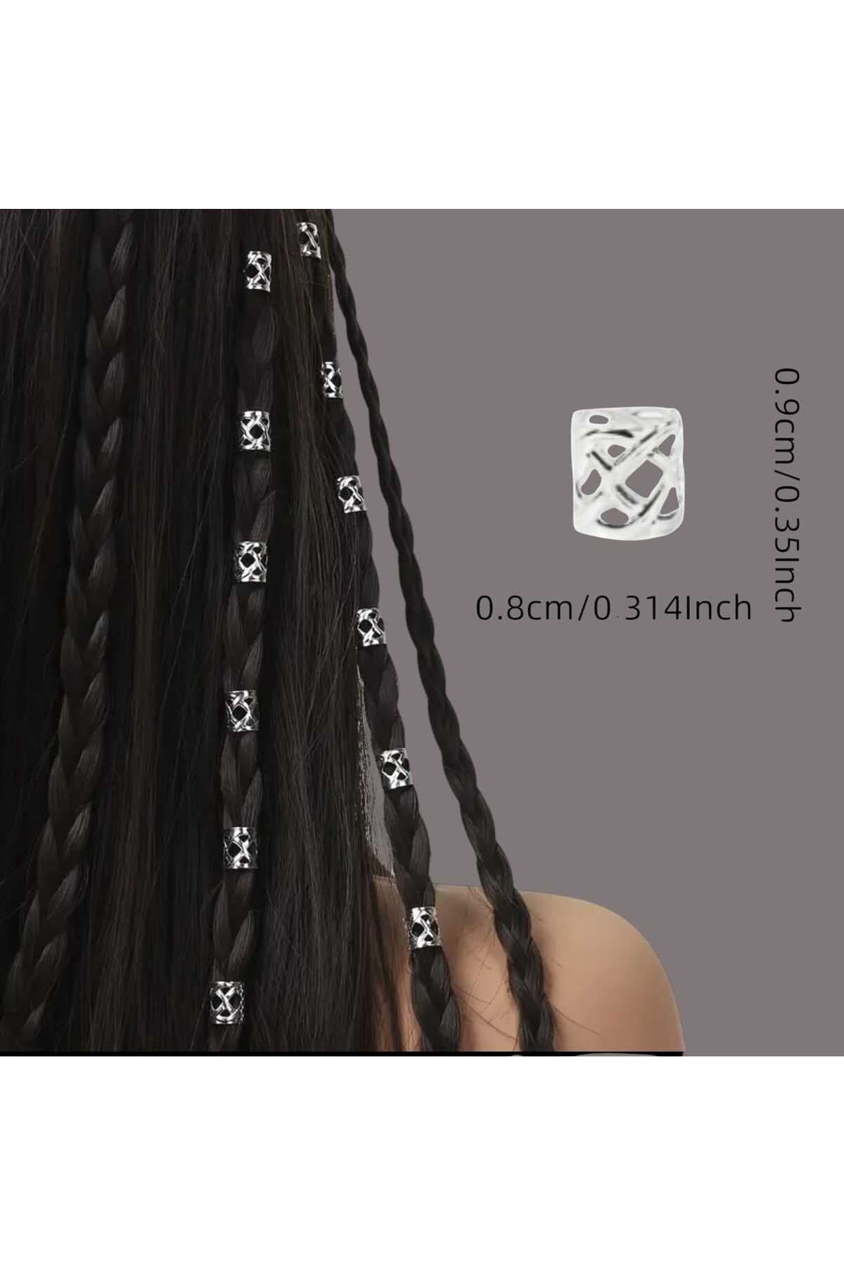 Bohem Saç Halkası Saç Küpesi Kafes Model 10 Lu Hair Charms ( Bc-1036 )