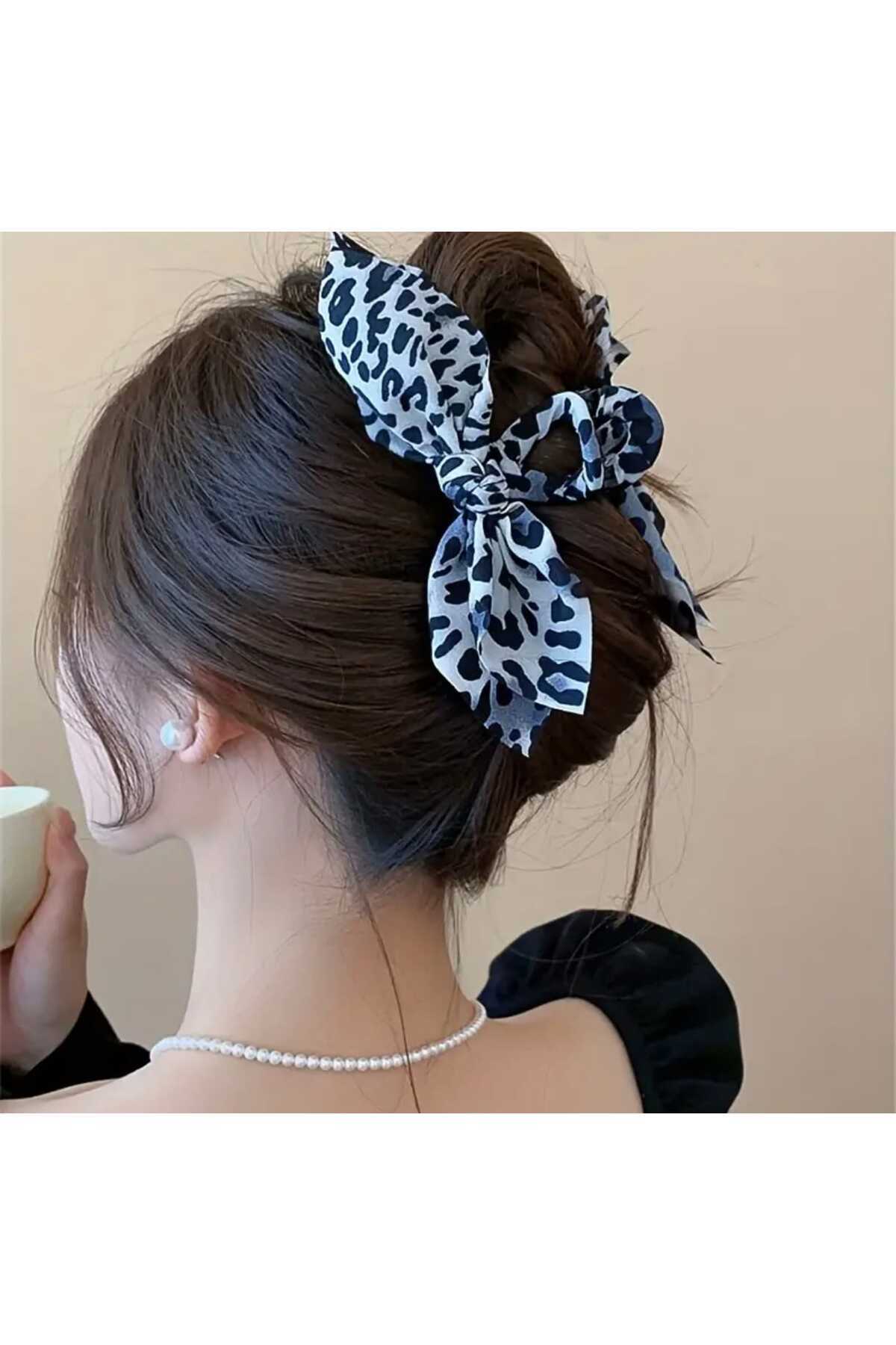 SİYAH LEOPAR DESEN FİYONK TASARIM MANDAL TOKA (BC-1215)