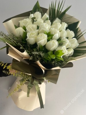 20'li Beyaz Gül Buketi