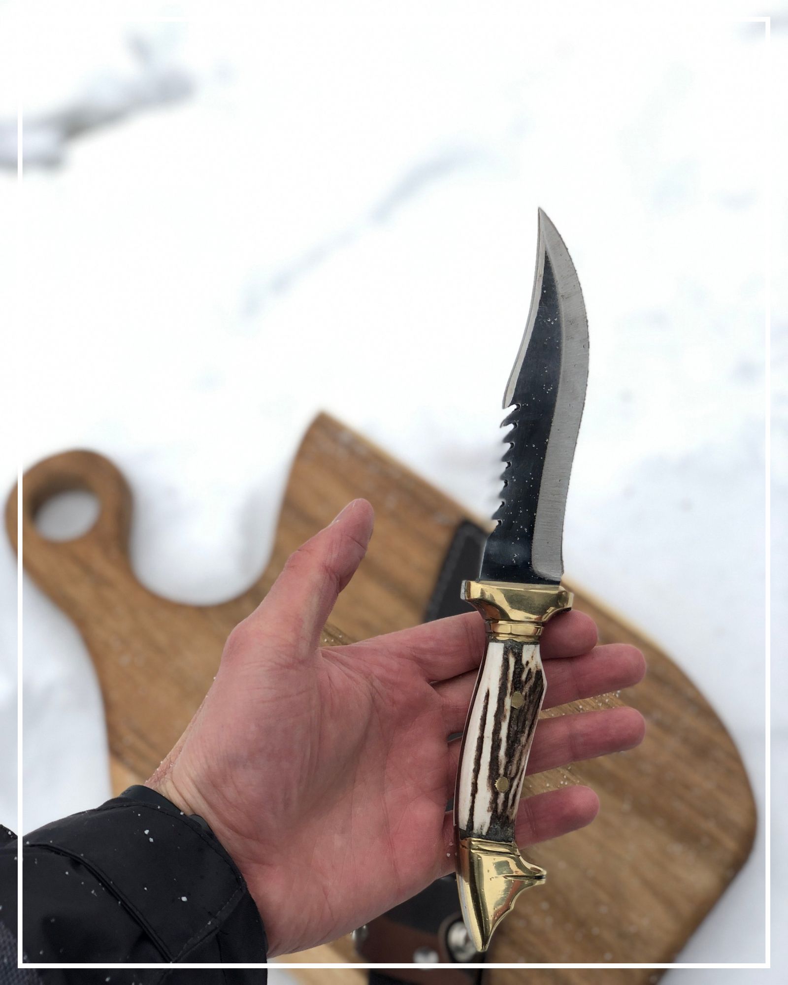 Kurtbaşlı Geyik Boynuzu Kabza Av ve Kamp Bıçağı