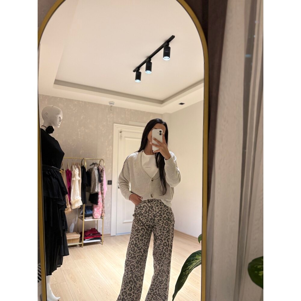 Leopar desenli pantolon